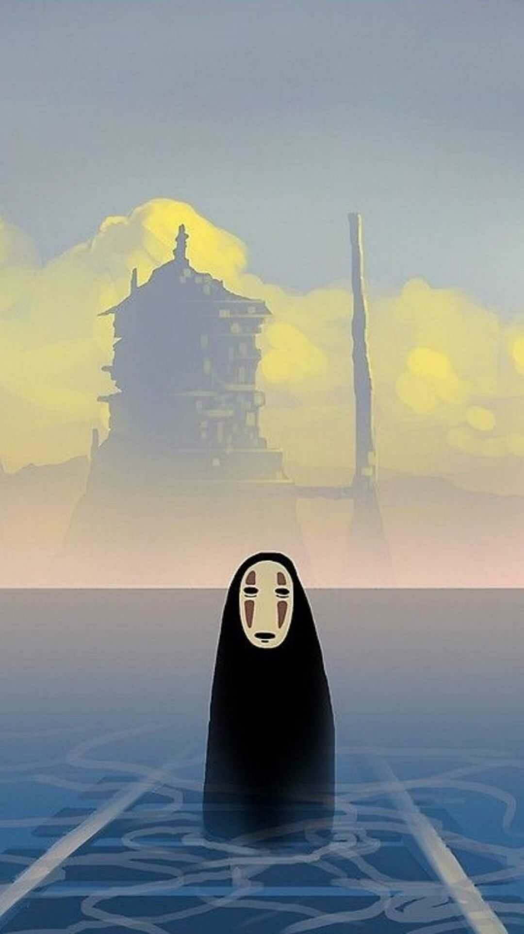 No-Face (Kaonashi), Bathhouse silhouette, Golden cloud haze No-Face (Kaonashi), Bathhouse silhouette, Golden cloud haze — 1080×1923 HD wallpaper