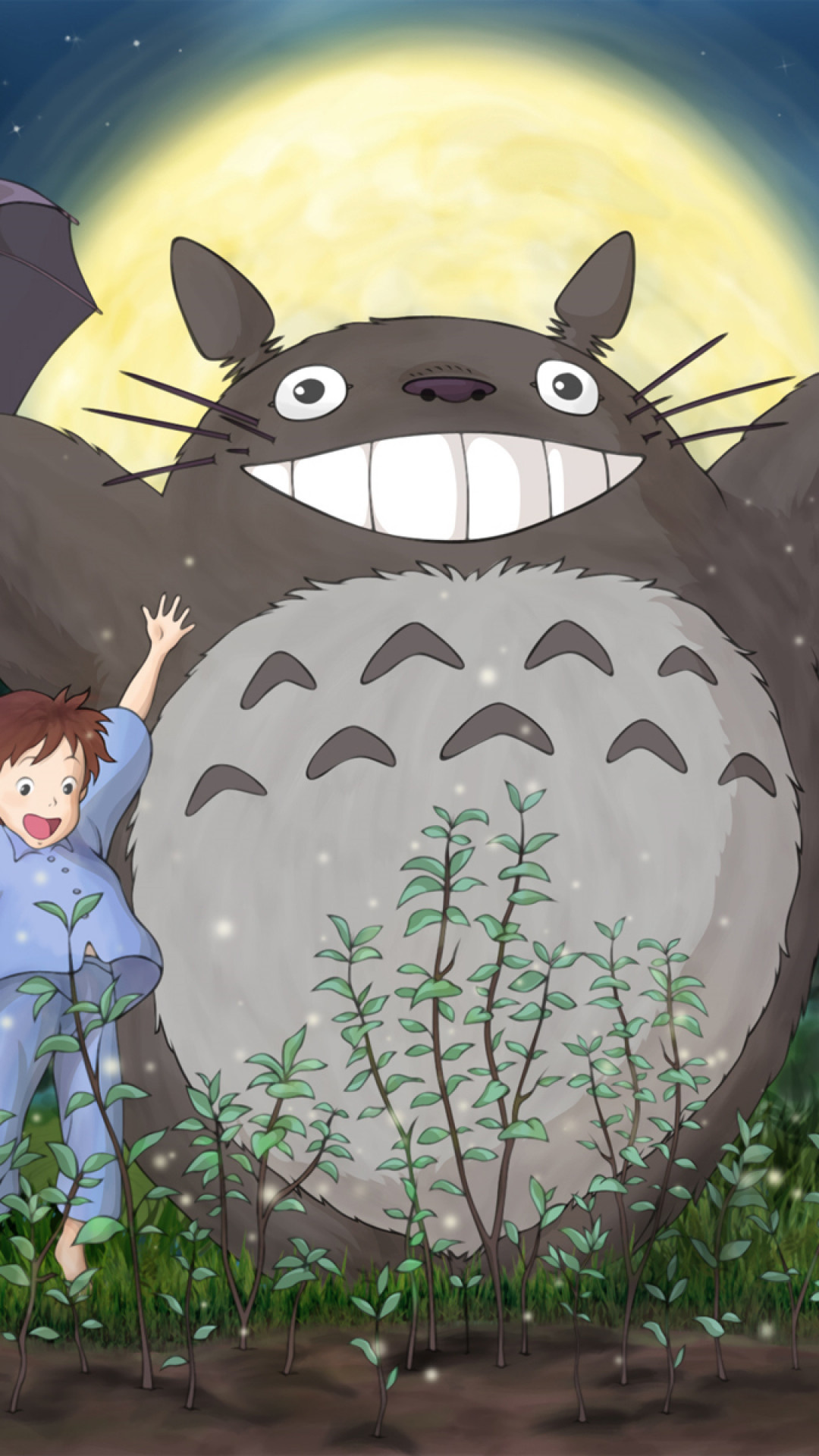Totoro grinning, Mei Kusakabe pajamas, Sprouting saplings garden Totoro grinning, Mei Kusakabe pajamas, Sprouting saplings garden — 1080×1920 HD wallpaper