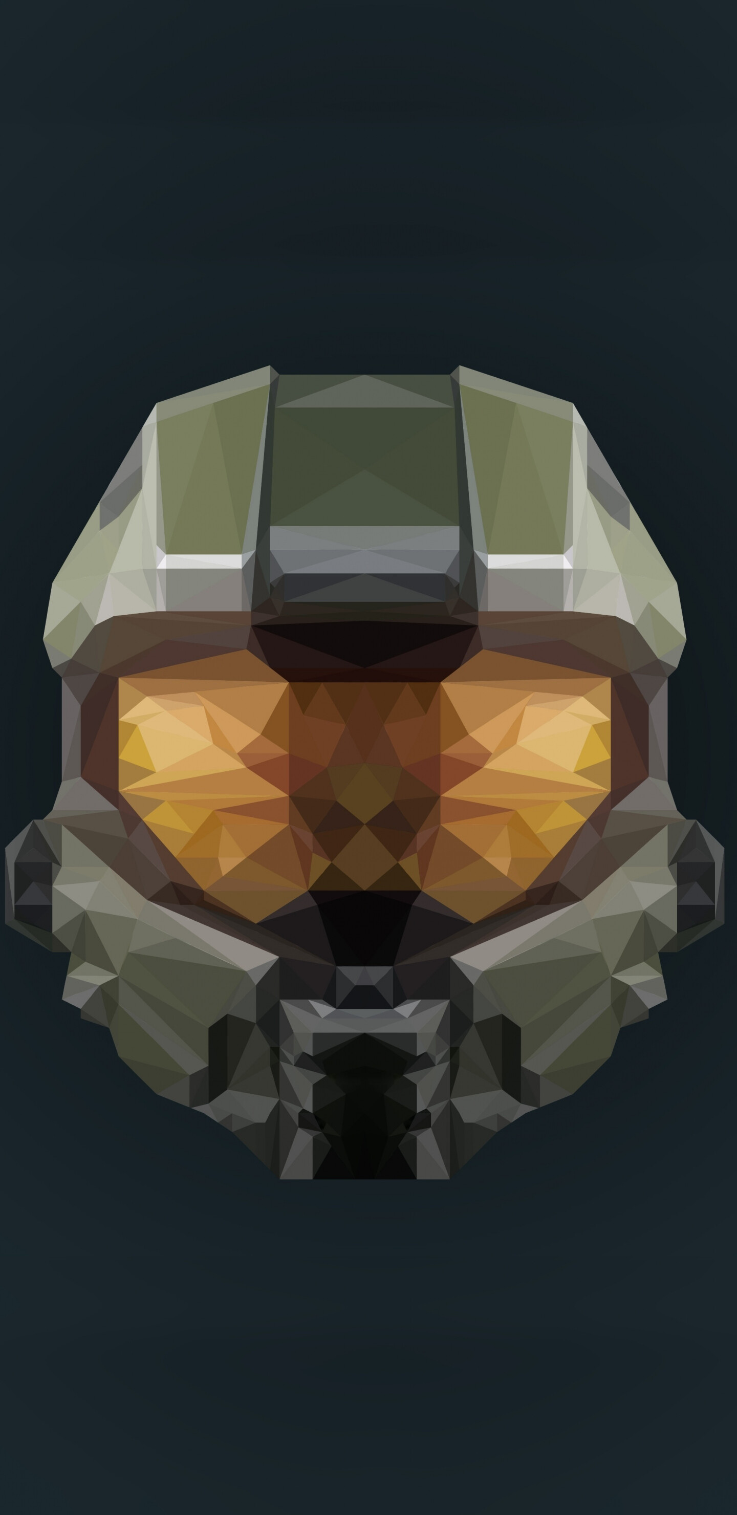 Master Chief helmet, Low-poly art, Orange visor glow Master Chief helmet, Low-poly art, Orange visor glow — 1440×2960 HD wallpaper