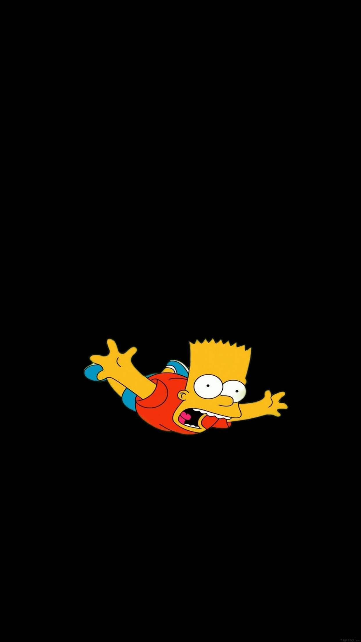 Bart Simpson falling, Screaming open mouth, Black backdrop Bart Simpson falling, Screaming open mouth, Black backdrop — 1242×2208 HD wallpaper