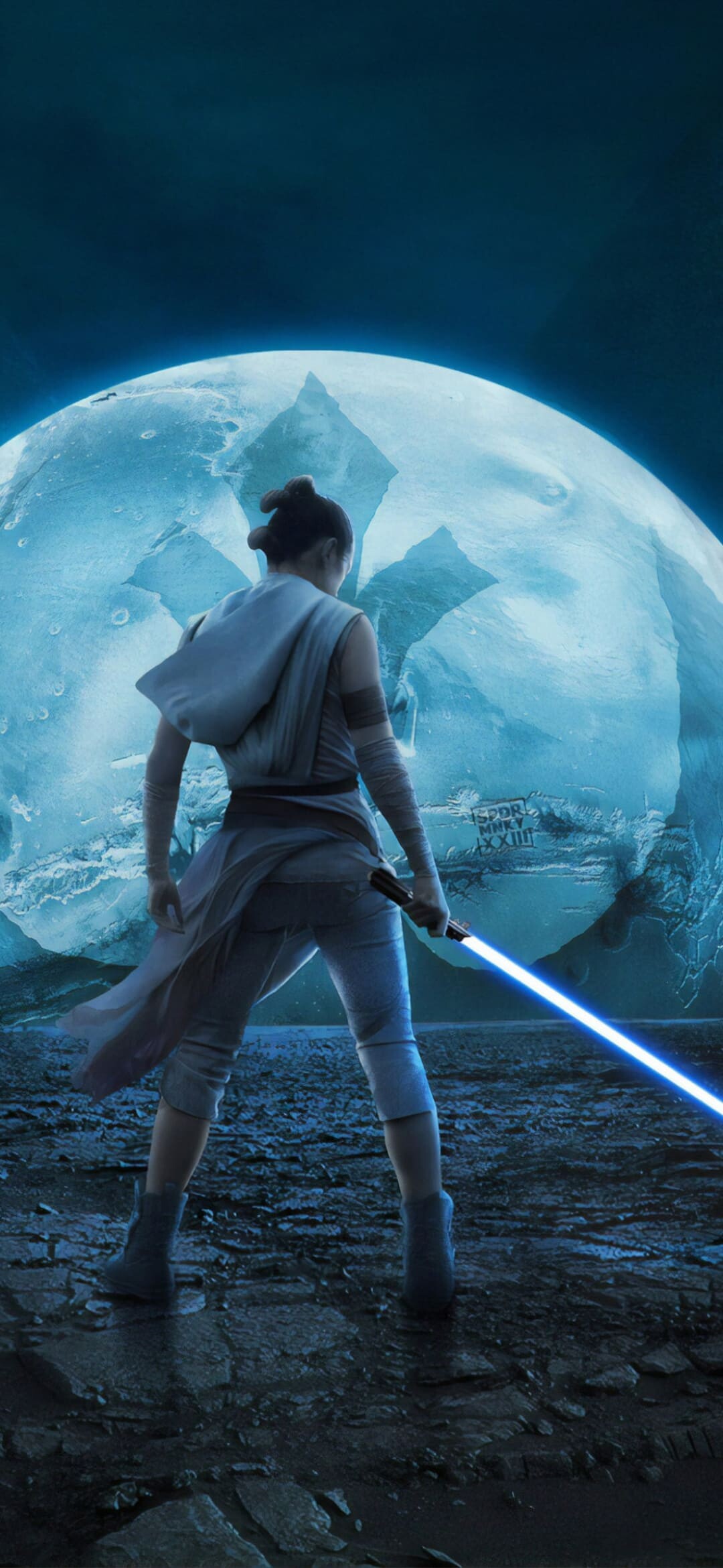Rey, Jedi, The Rise of Skywalker, Blue lightsaber, Death Star wreckage Rey, Jedi, The Rise of Skywalker, Blue lightsaber, Death Star wreckage — 1080×2340 HD wallpaper