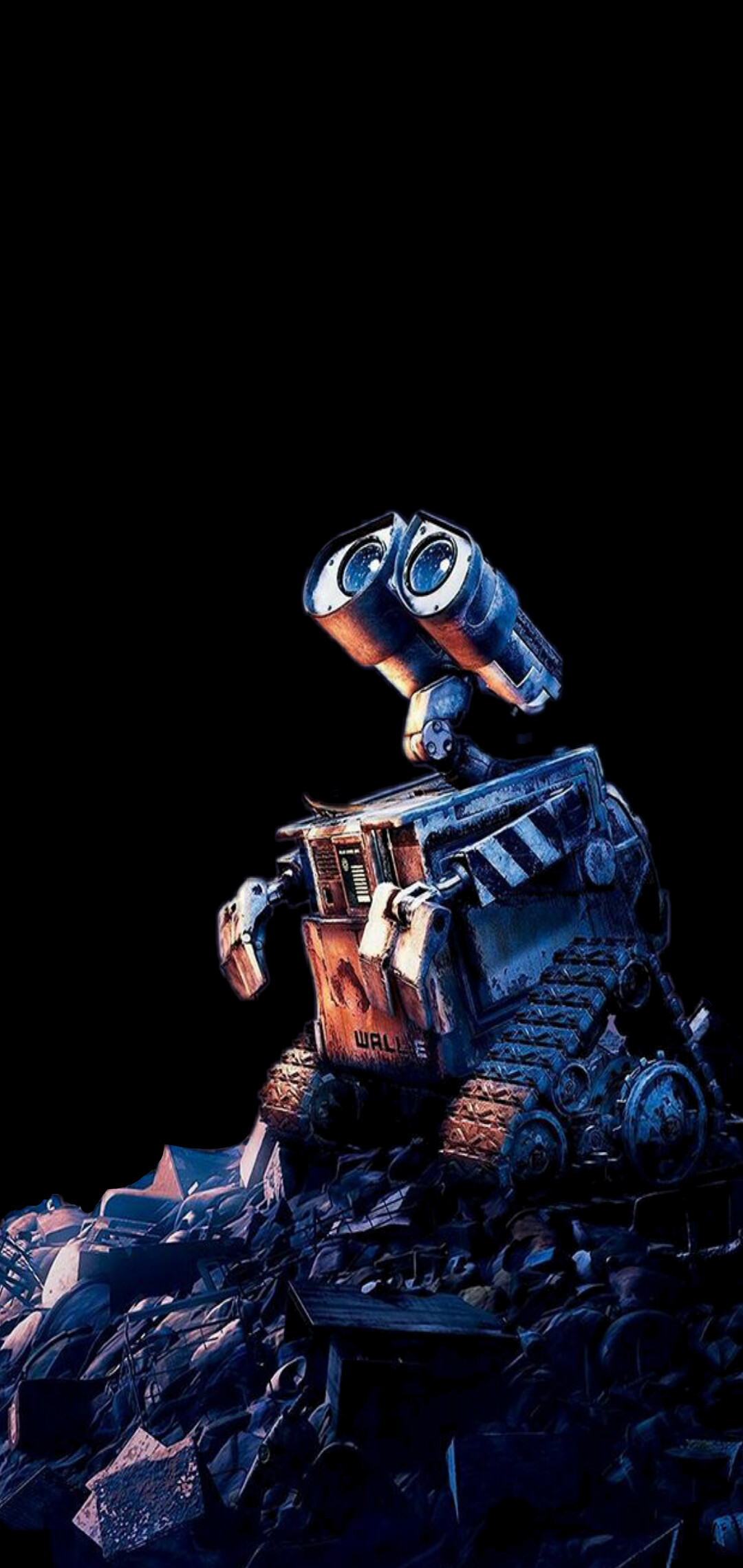 WALL-E robot, Trash pile perch, Dark blue lighting WALL-E robot, Trash pile perch, Dark blue lighting — 1080×2280 HD wallpaper