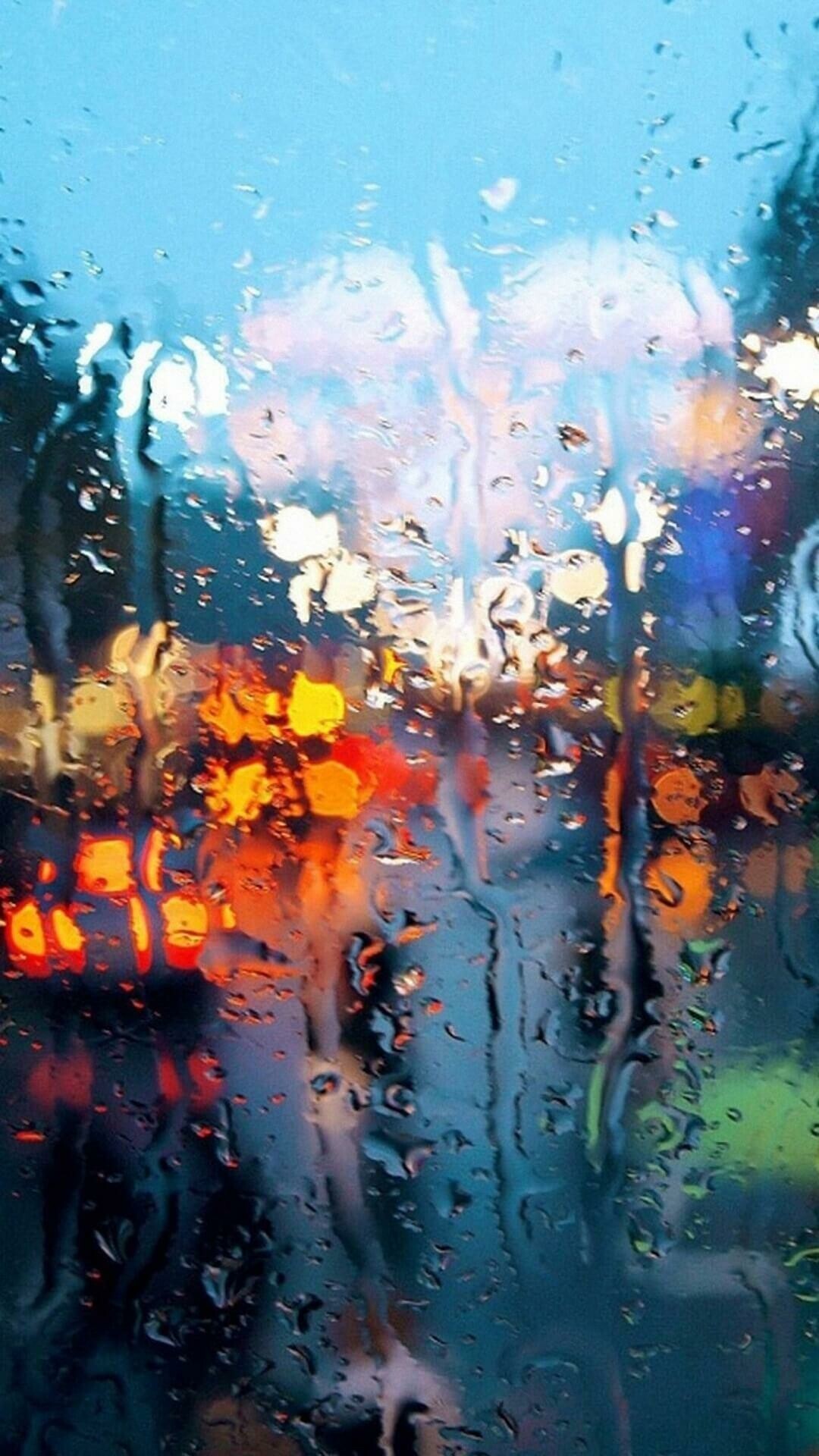 Raindrops on window, Blurred street bokeh, Orange traffic lights Raindrops on window, Blurred street bokeh, Orange traffic lights — 1080×1920 HD wallpaper