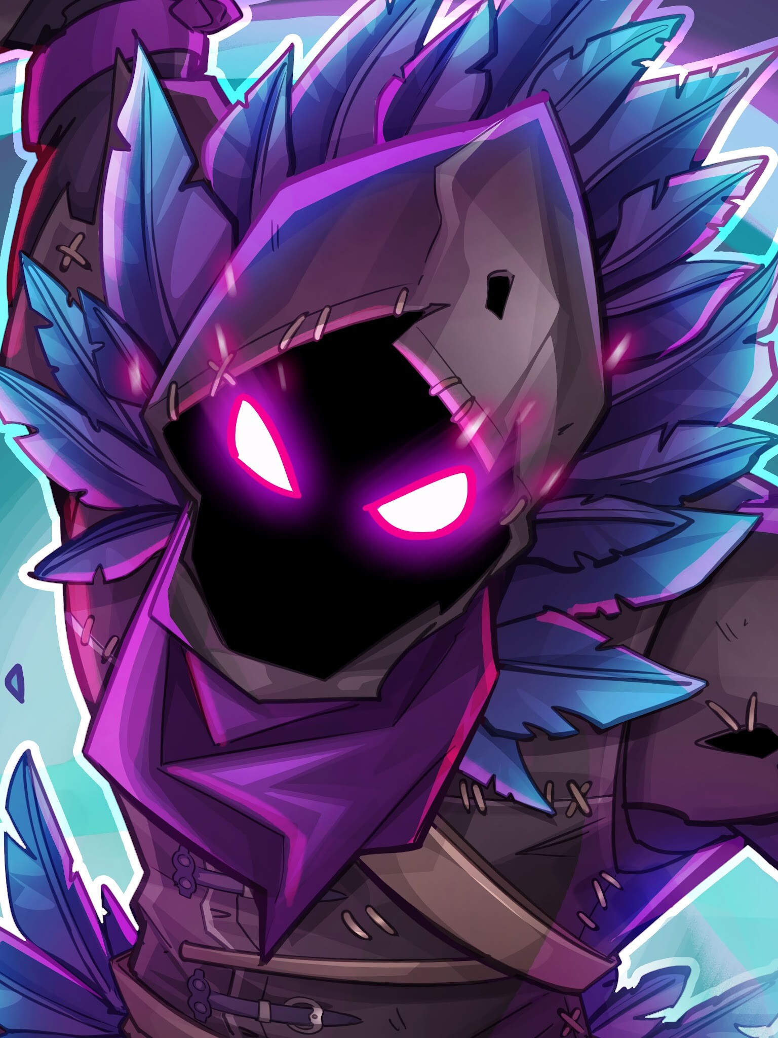 Raven skin, Purple feathered hood, Glowing pink eyes Raven skin, Purple feathered hood, Glowing pink eyes — 1536×2048 HD wallpaper