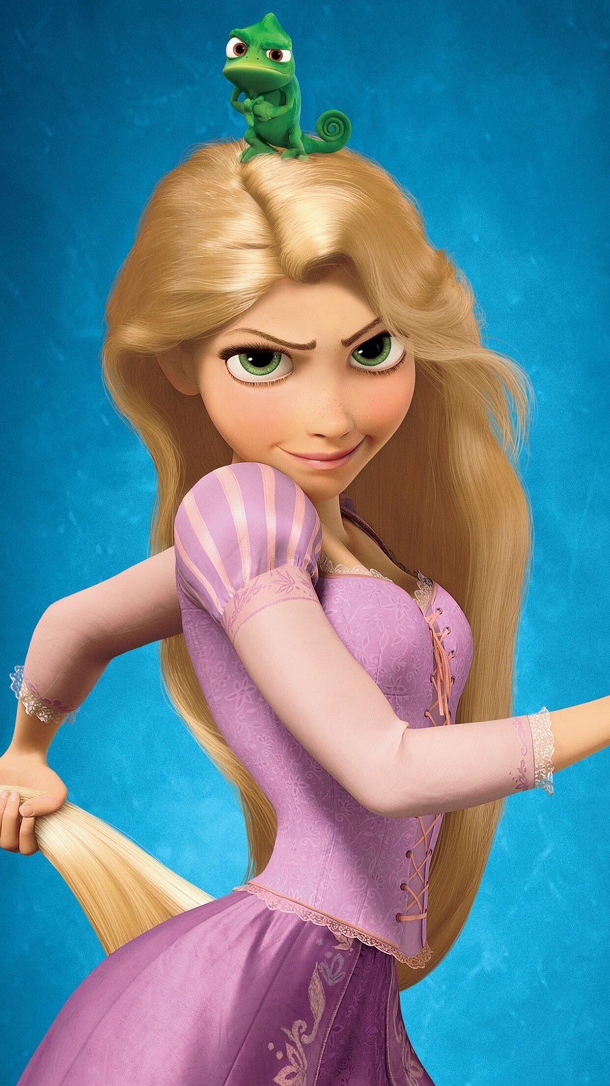 Rapunzel, Pascal chameleon, Long blonde hair Rapunzel, Pascal chameleon, Long blonde hair — 1242×2208 HD wallpaper