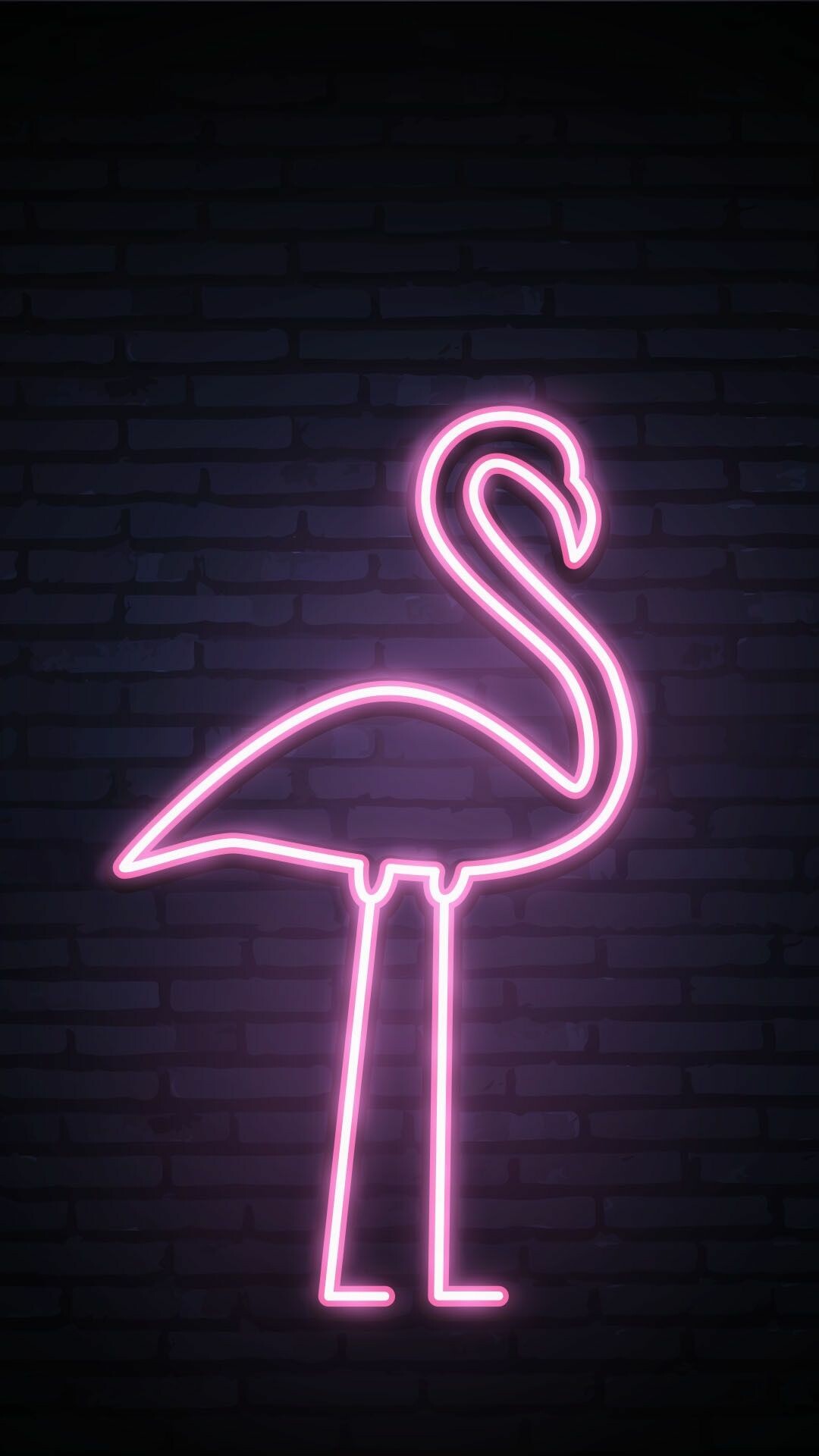 Neon pink flamingo sign, Dark brick wall, Glowing tube outline Neon pink flamingo sign, Dark brick wall, Glowing tube outline — 1080×1920 HD wallpaper