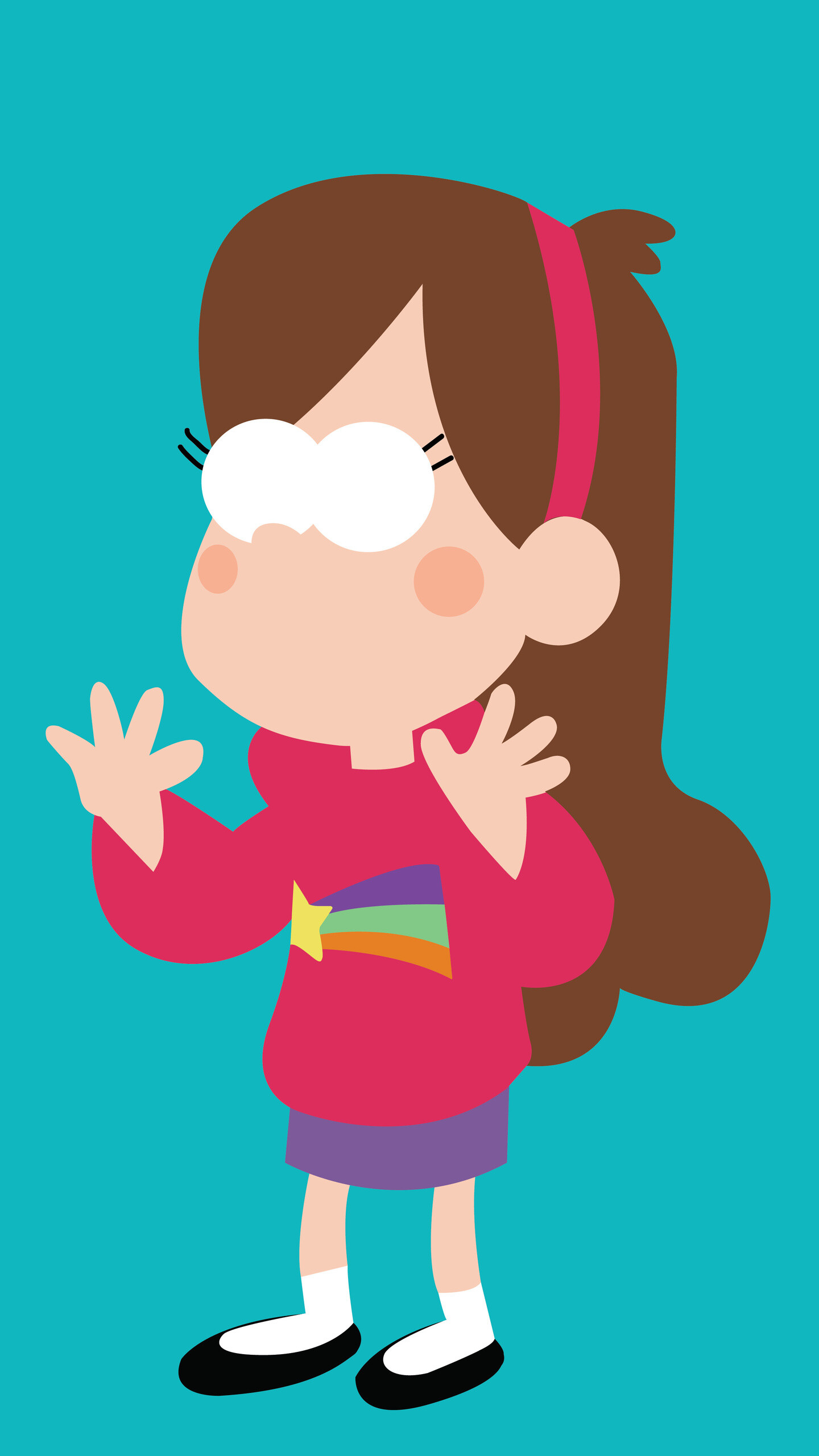 Mabel Pines, Shooting star sweater, Teal background Mabel Pines, Shooting star sweater, Teal background — 1440×2560 HD wallpaper