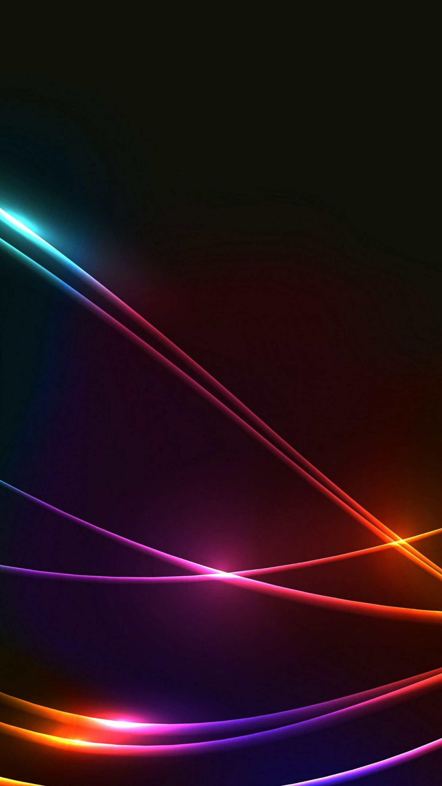 Curved neon light streaks, Rainbow glowing lines, Dark abstract mood Curved neon light streaks, Rainbow glowing lines, Dark abstract mood — 1440×2560 HD wallpaper