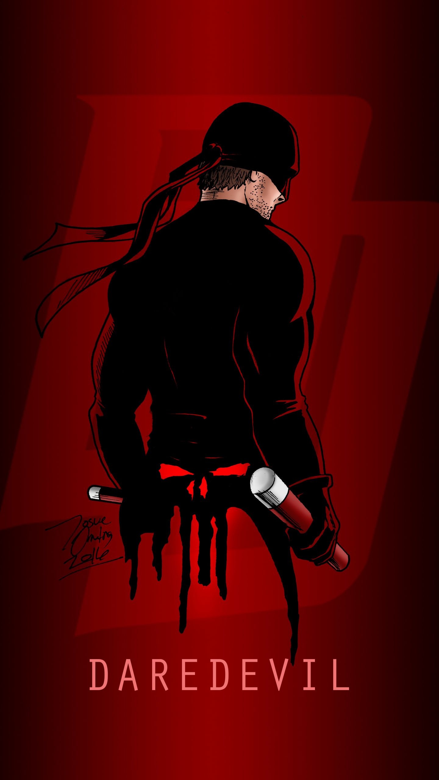 Daredevil Matt Murdock, Billy club batons, Dripping DD logo Daredevil Matt Murdock, Billy club batons, Dripping DD logo — 1440×2560 HD wallpaper