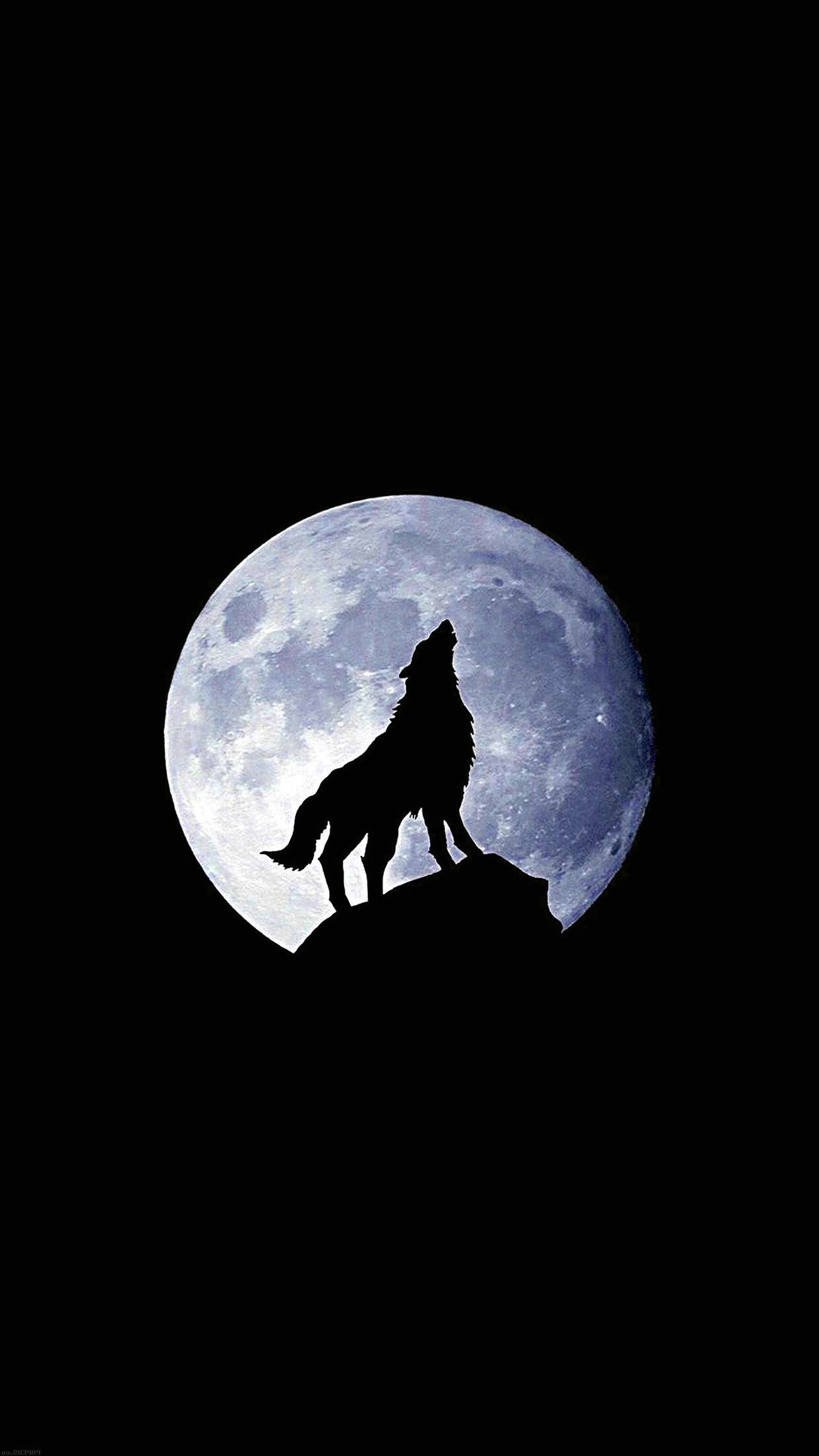 Howling wolf silhouette, Full moon, Rocky cliff peak Howling wolf silhouette, Full moon, Rocky cliff peak — 1242×2208 HD wallpaper