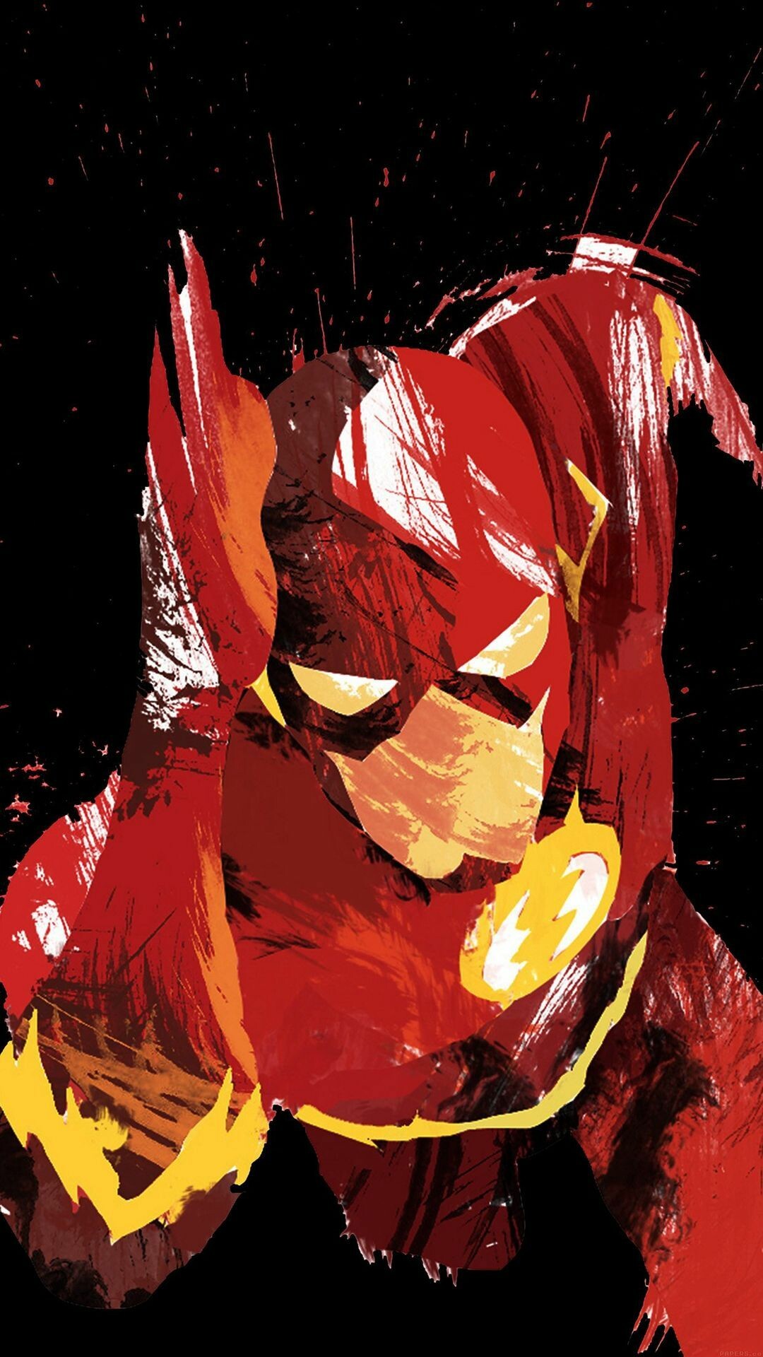 The Flash, Lightning bolt emblem, Brushstroke painted portrait The Flash, Lightning bolt emblem, Brushstroke painted portrait — 1080×1920 HD wallpaper
