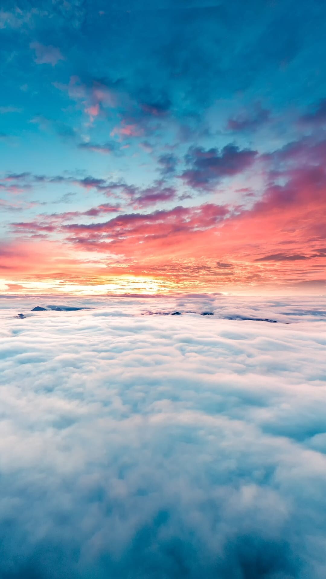 Sunset above clouds, Pink cloud layer, Turquoise sky horizon Sunset above clouds, Pink cloud layer, Turquoise sky horizon — 1080×1920 HD wallpaper