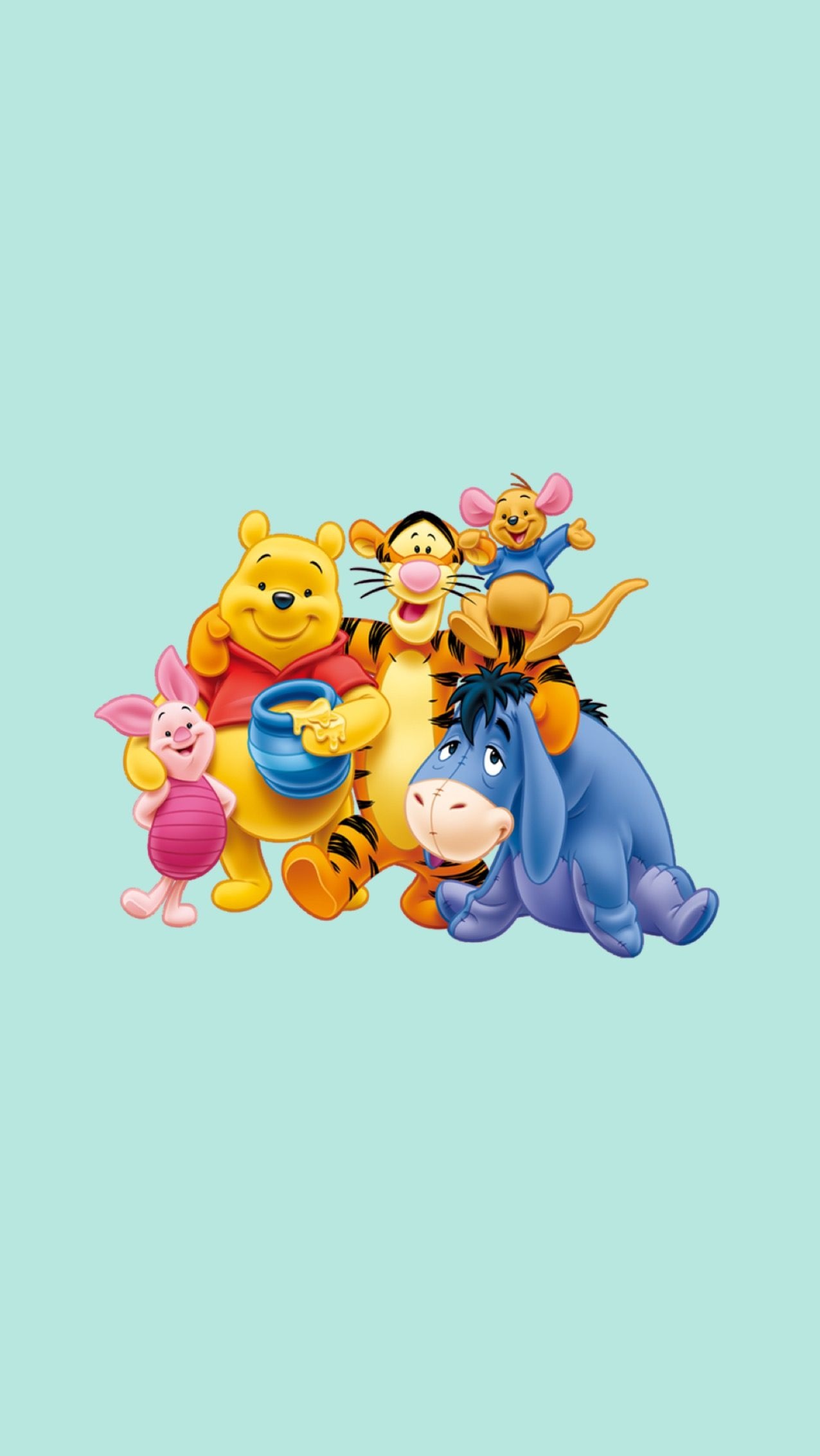 Winnie the Pooh, Tigger and Eeyore, Piglet and Roo, Honey pot — 1276×2266 HD wallpaper