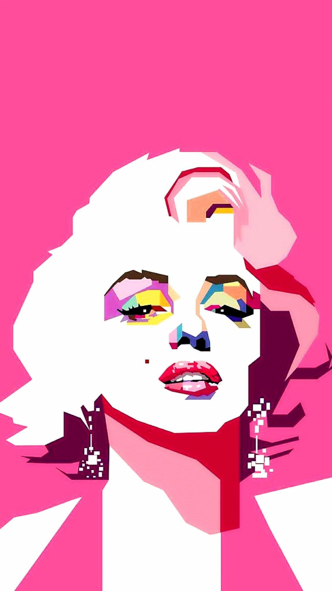 Marilyn Monroe portrait, Geometric WPAP style, Hot pink background — 1152×2048 HD wallpaper