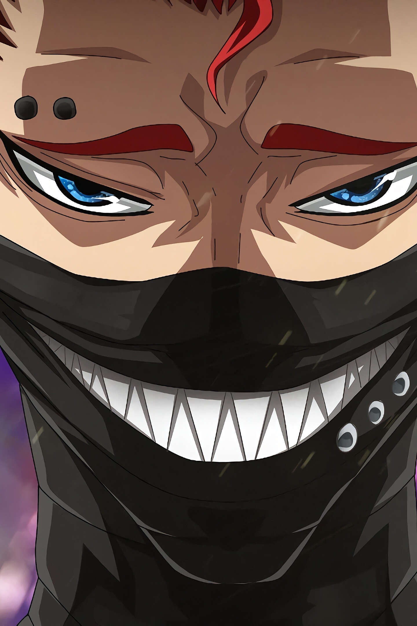 Zora Ideale, Grinning masked face, Purple lighting — 1440×2160 HD wallpaper