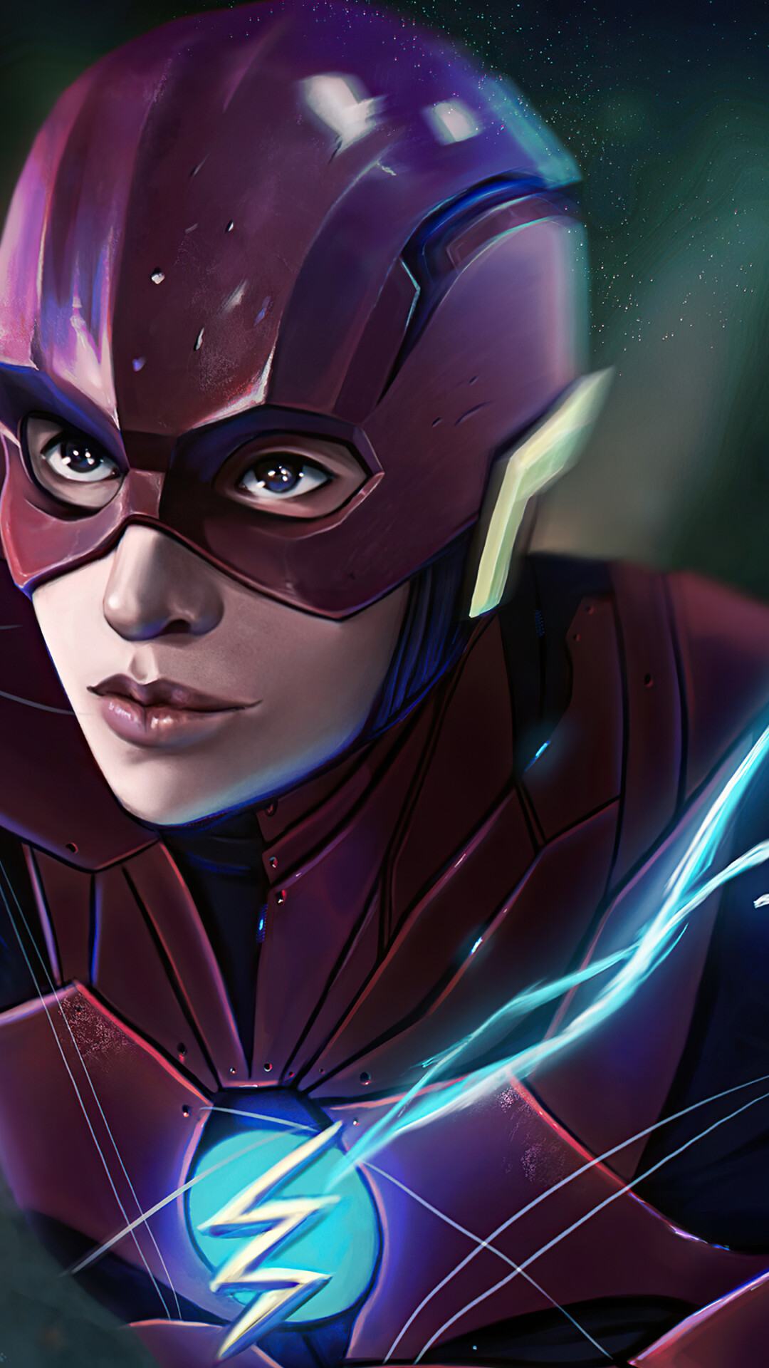The Flash Barry Allen, Red lightning bolt emblem, Yellow ear lightning helmet — 1080×1920 HD wallpaper