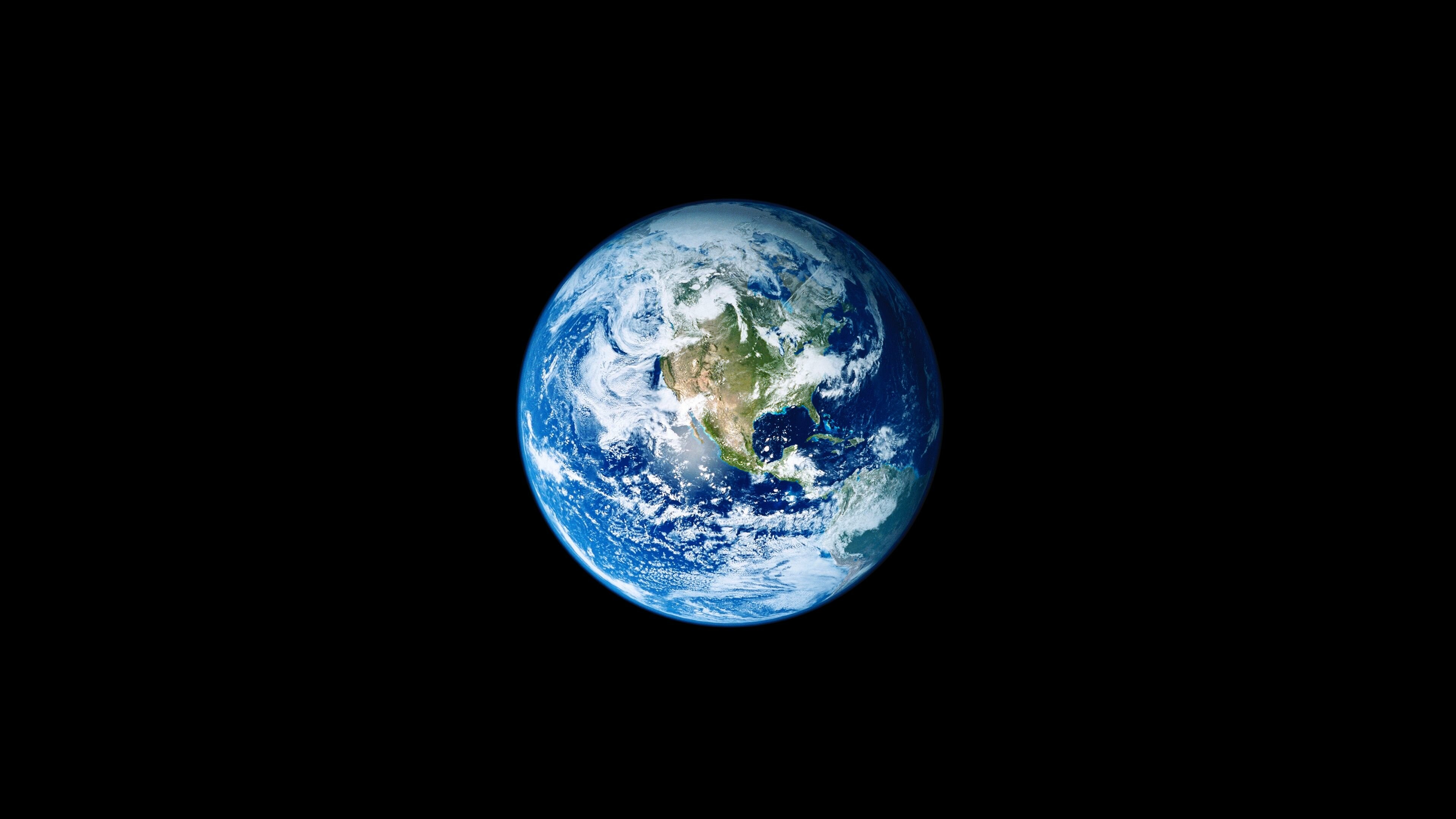 Earth from space, North America visible, Black space void — 3840×2160 HD wallpaper