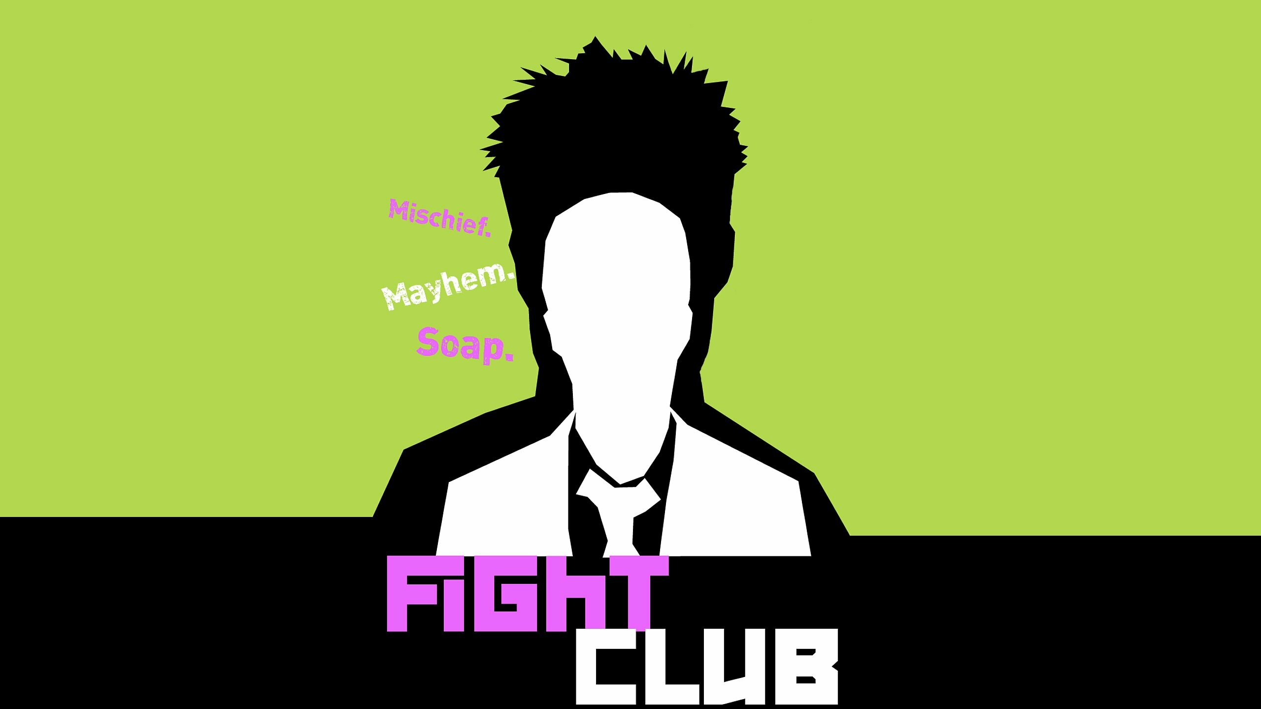 Tyler Durden silhouette, Mischief Mayhem Soap, Fight Club logo — 2560×1440 HD wallpaper