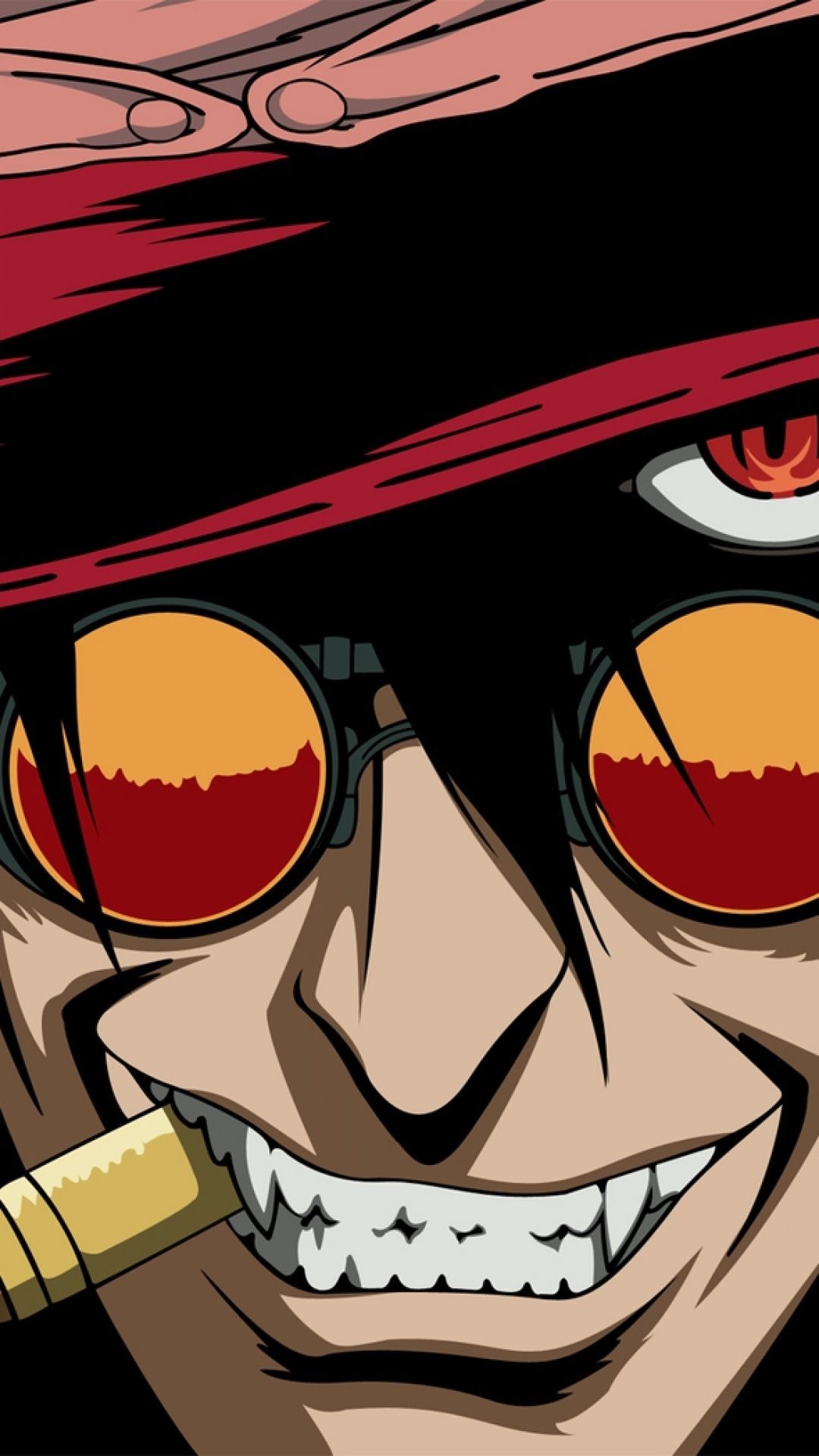 Alucard Hellsing, Orange round glasses, Red fedora hat — 1080×1920 HD wallpaper