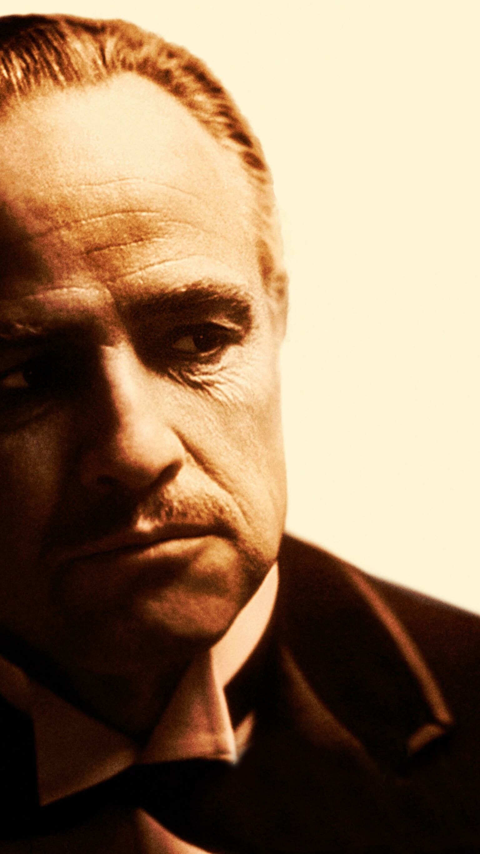 Vito Corleone Marlon Brando, Black bow tie, Sepia tone — 1536×2732 HD wallpaper