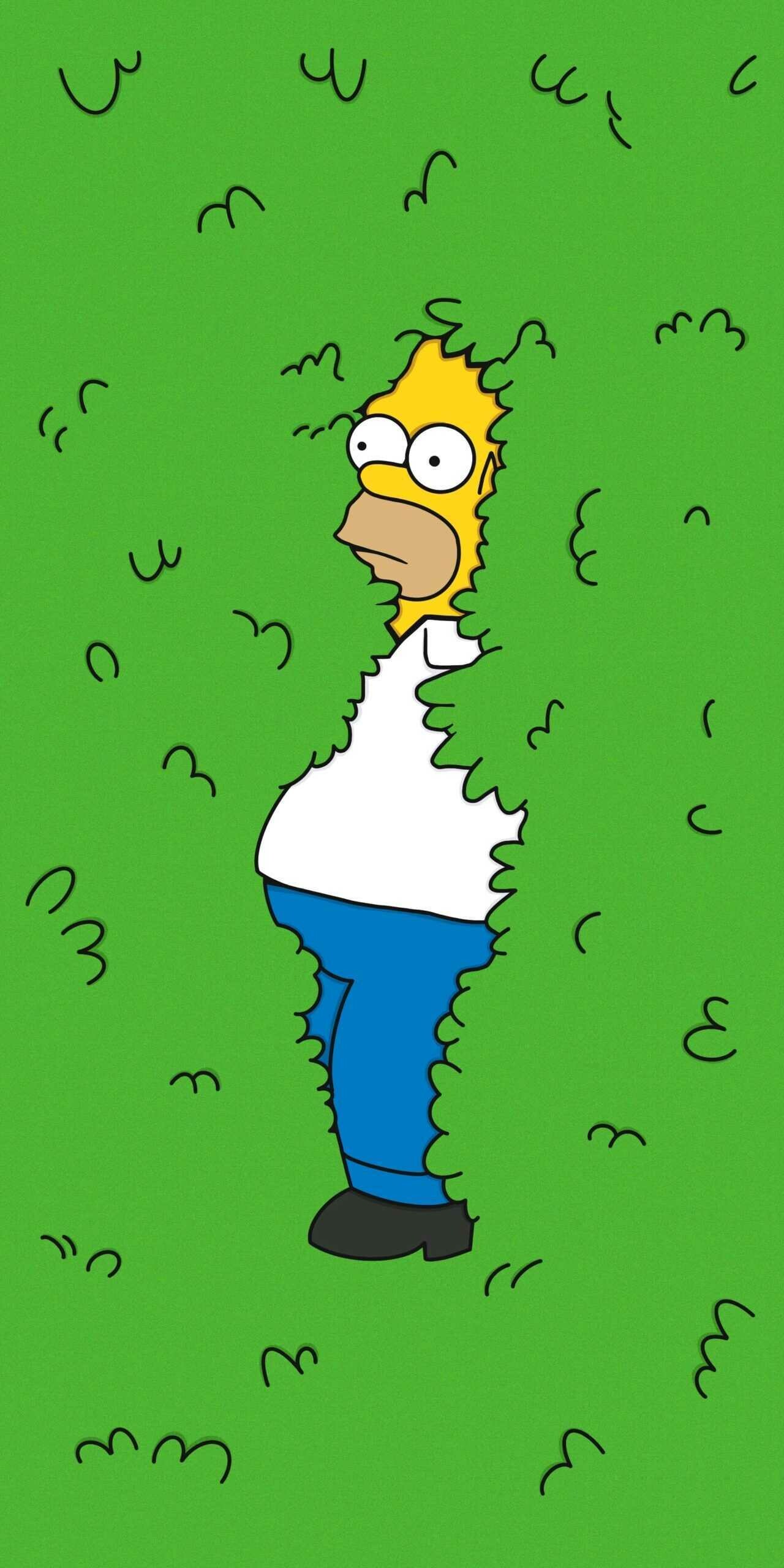 Homer Simpson, Backing into hedge, Green bushes meme — 1280×2560 HD wallpaper