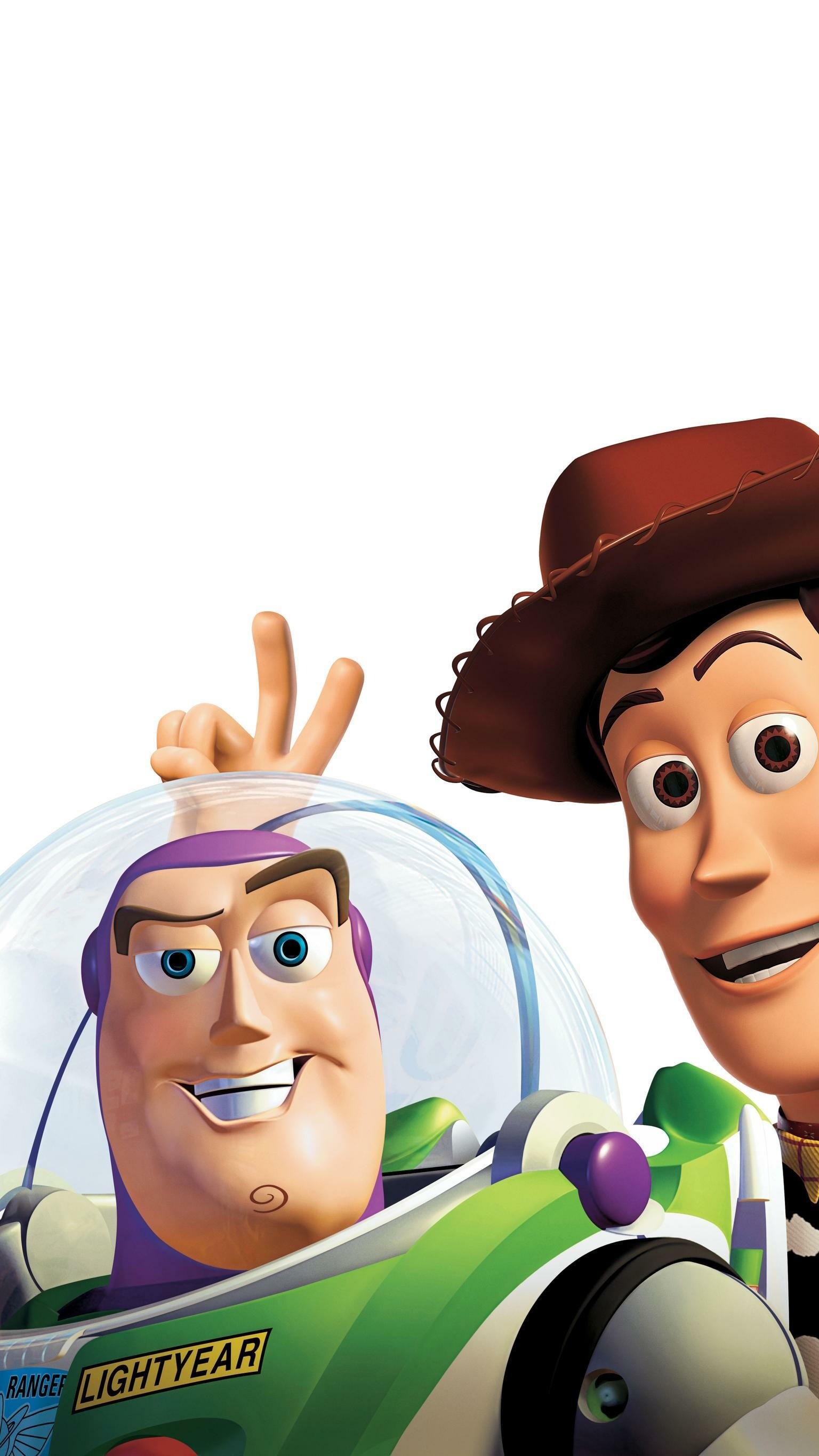 Buzz Lightyear, Sheriff Woody, White background portrait — 1536×2732 HD wallpaper