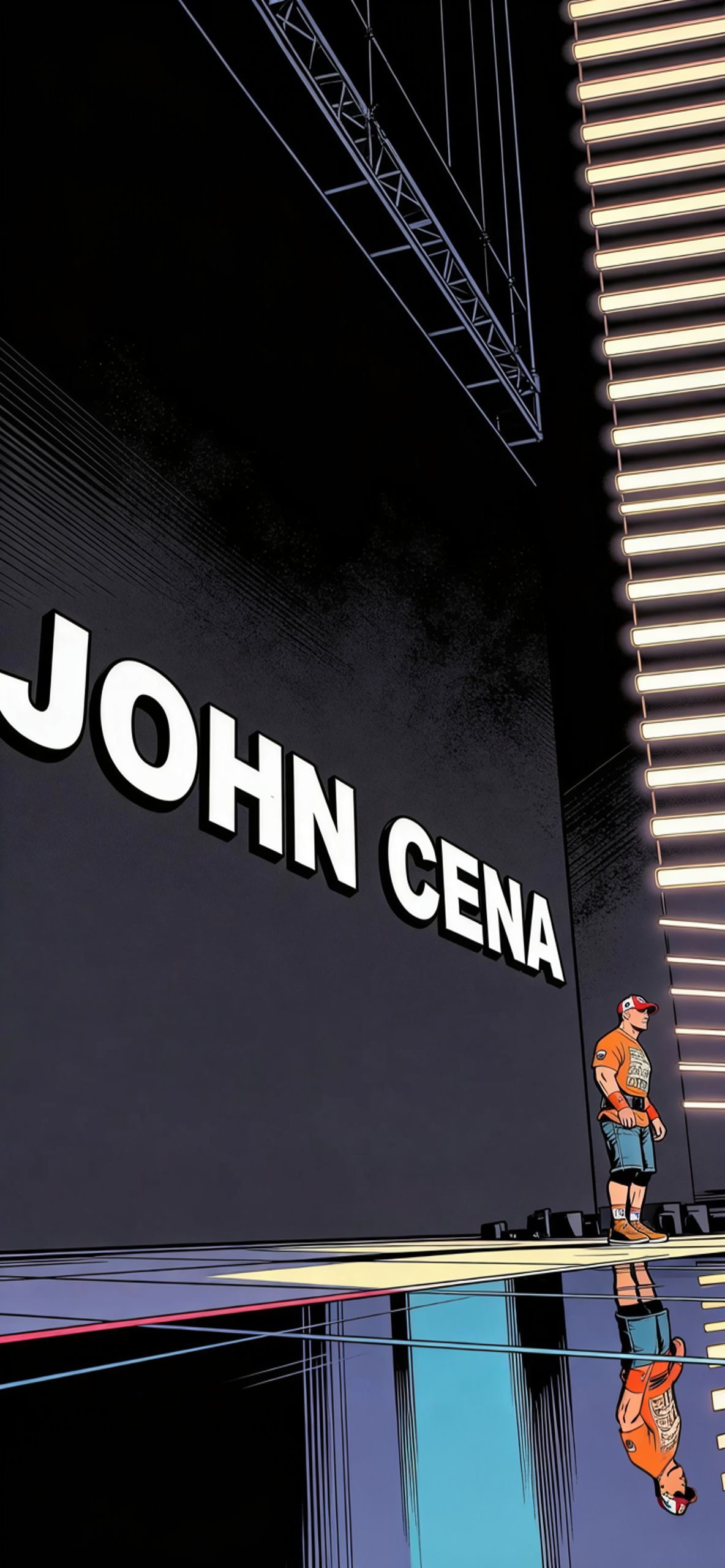 John Cena Stage Entrance Reflection – Bright Ring Lights Wrestler 4K Wallpaper John Cena Stage Entrance Reflection – Bright Ring Lights Wrestler 4K Wallpaper — 1184×2560 HD wallpaper