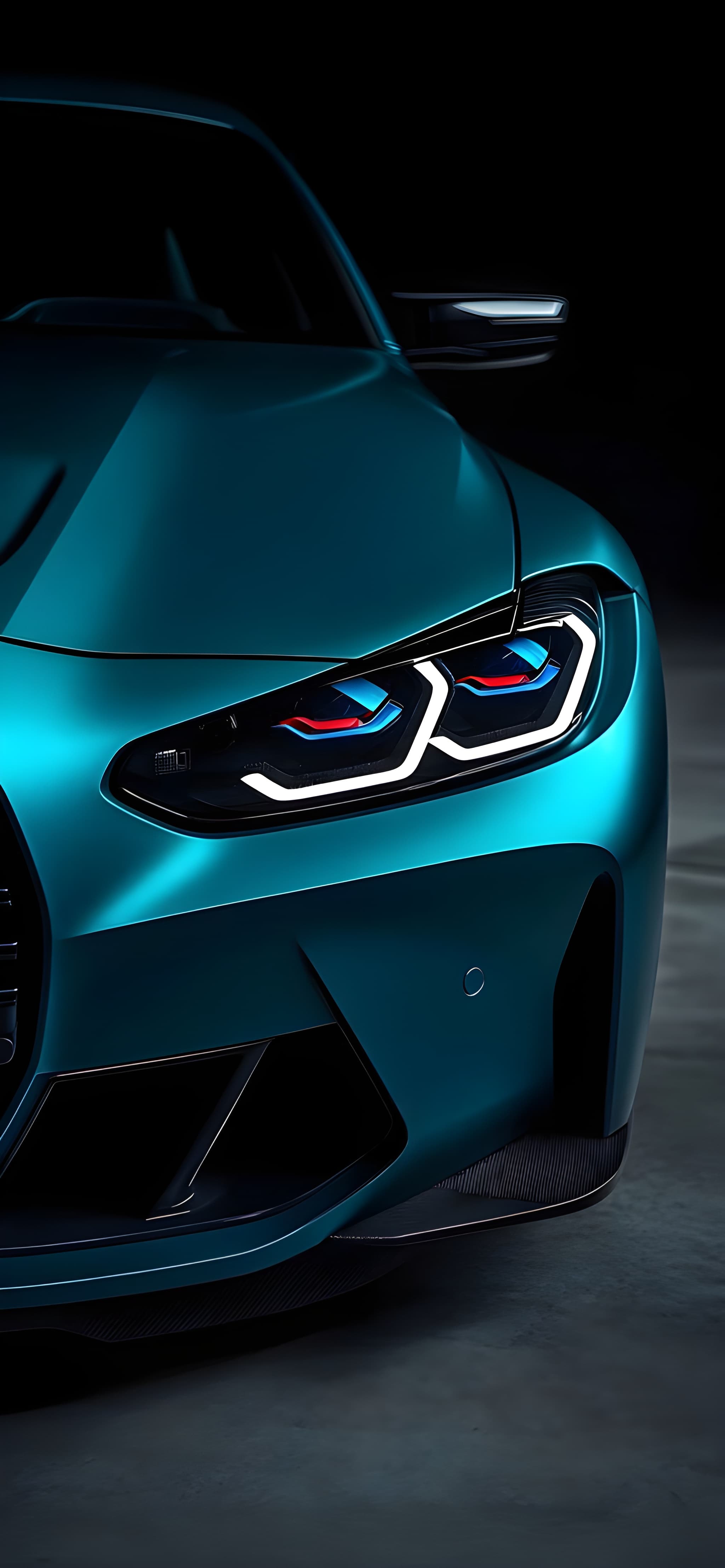 Teal BMW M4 Laser Lights 4K Teal BMW M4 Laser Lights 4K — 2048×4428 HD wallpaper