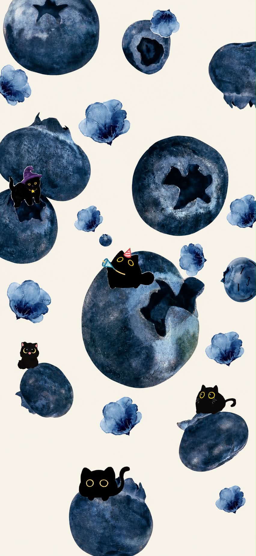 Whimsical Blueberry Cats Wallpaper Whimsical Blueberry Cats Wallpaper — 852×1846 HD wallpaper