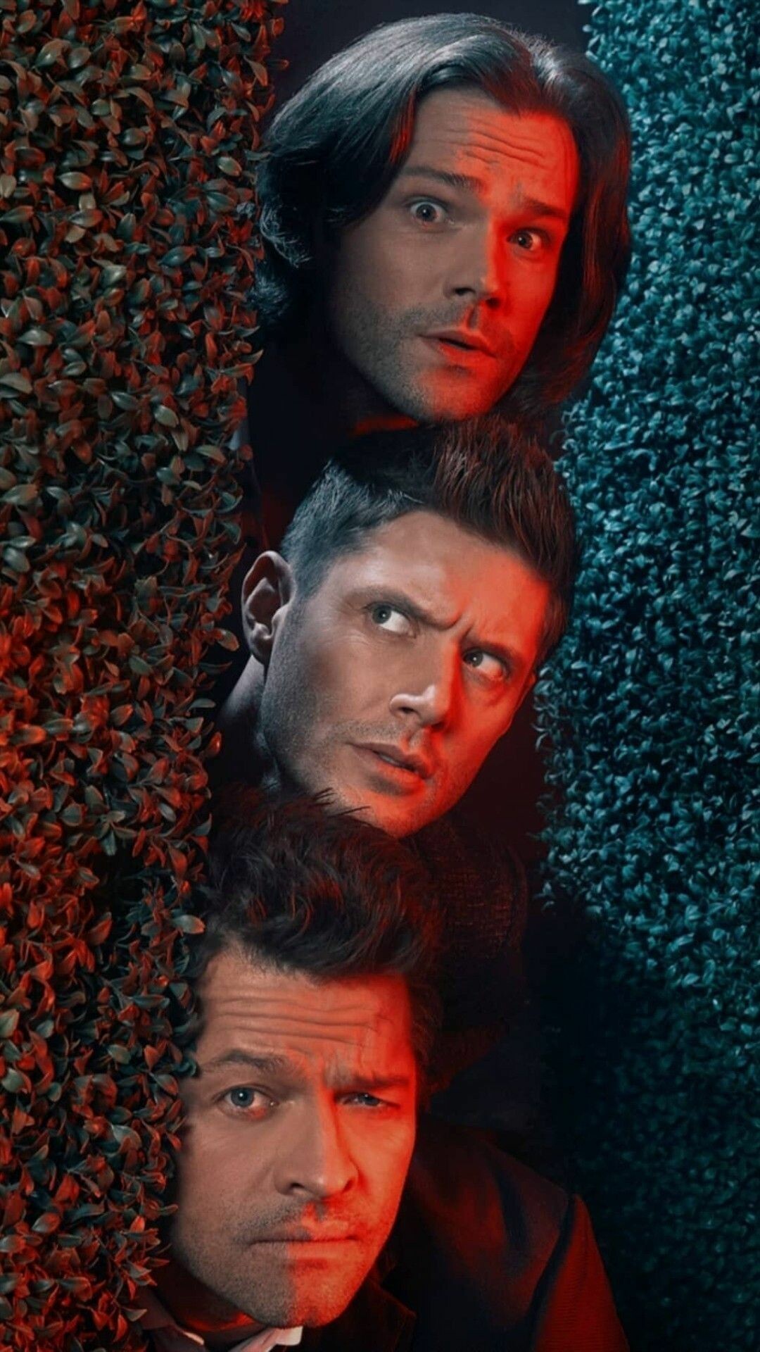 Sam Winchester, Dean Winchester, Castiel, Stacked face portraits Sam Winchester, Dean Winchester, Castiel, Stacked face portraits — 1080×1920 HD wallpaper