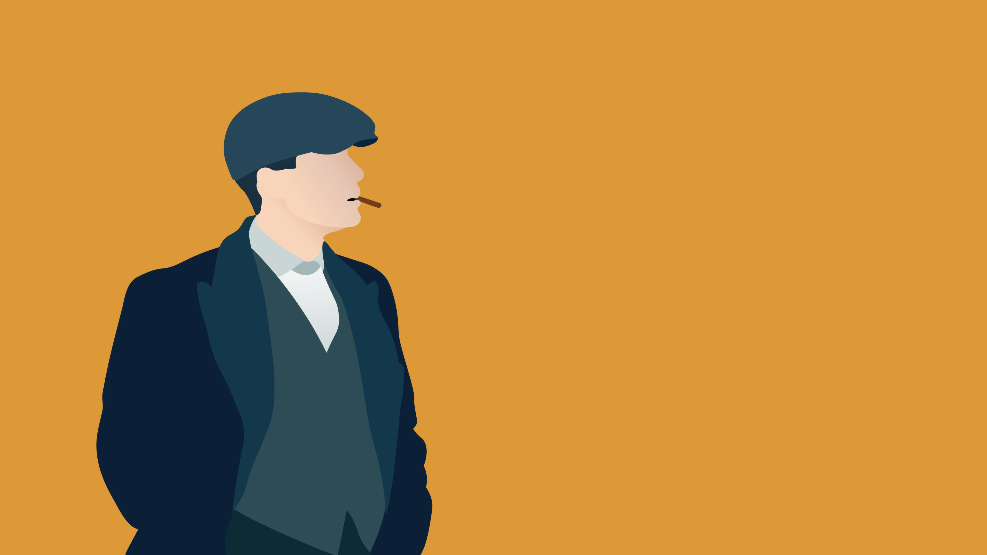Thomas Shelby, Flat cap silhouette, Orange background, Minimalistic Thomas Shelby, Flat cap silhouette, Orange background, Minimalistic — 3840×2160 HD wallpaper
