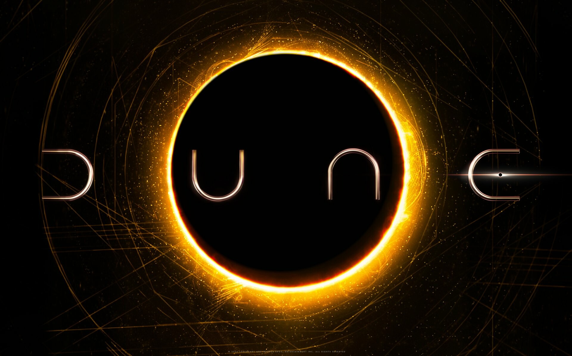 Dune (2021) title logo, Solar eclipse corona, Black gold ring Dune (2021) title logo, Solar eclipse corona, Black gold ring — 1920×1195 HD wallpaper