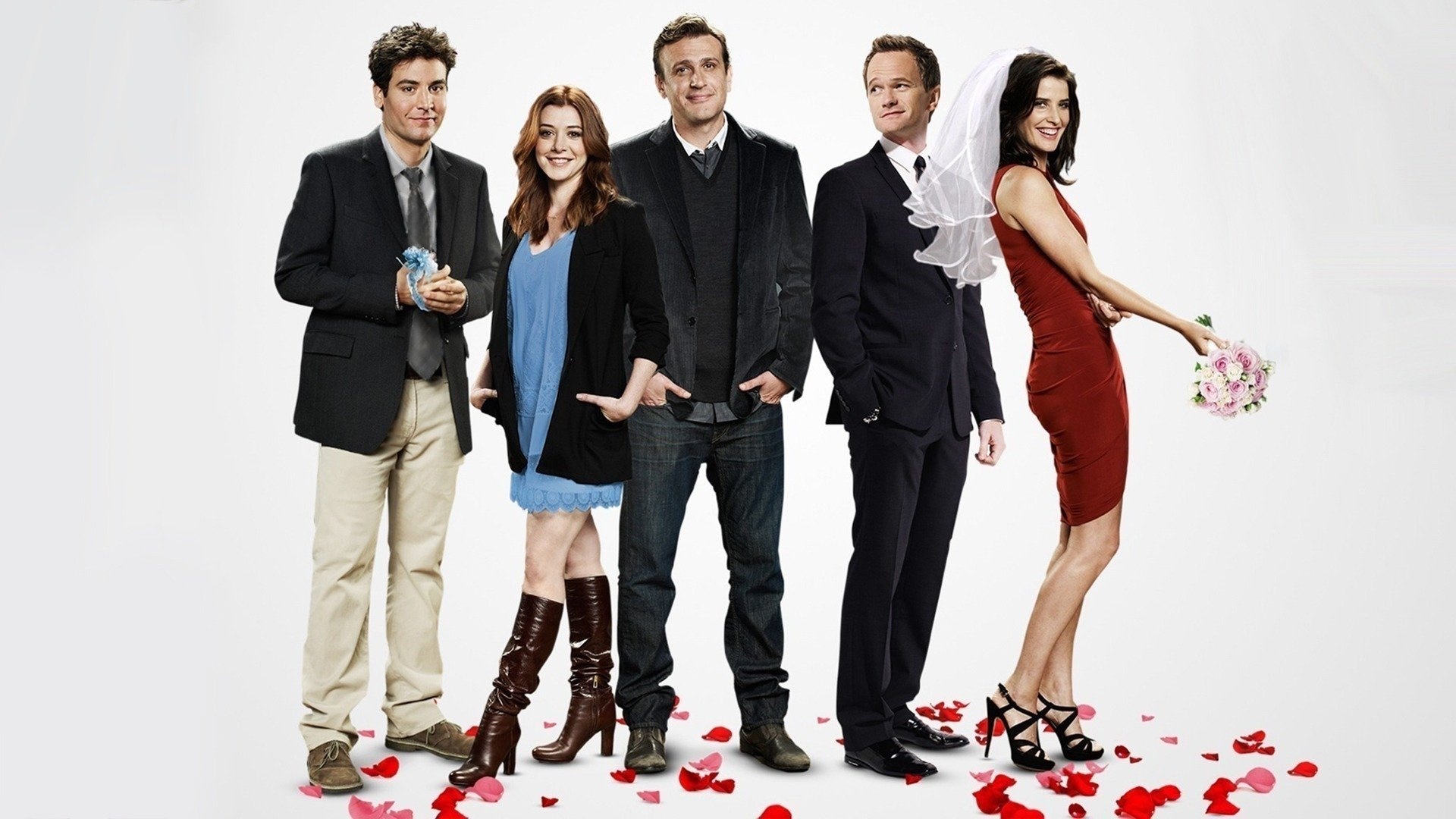 HIMYM cast, Bridal veil red dress, Rose petals floor HIMYM cast, Bridal veil red dress, Rose petals floor — 1920×1080 HD wallpaper