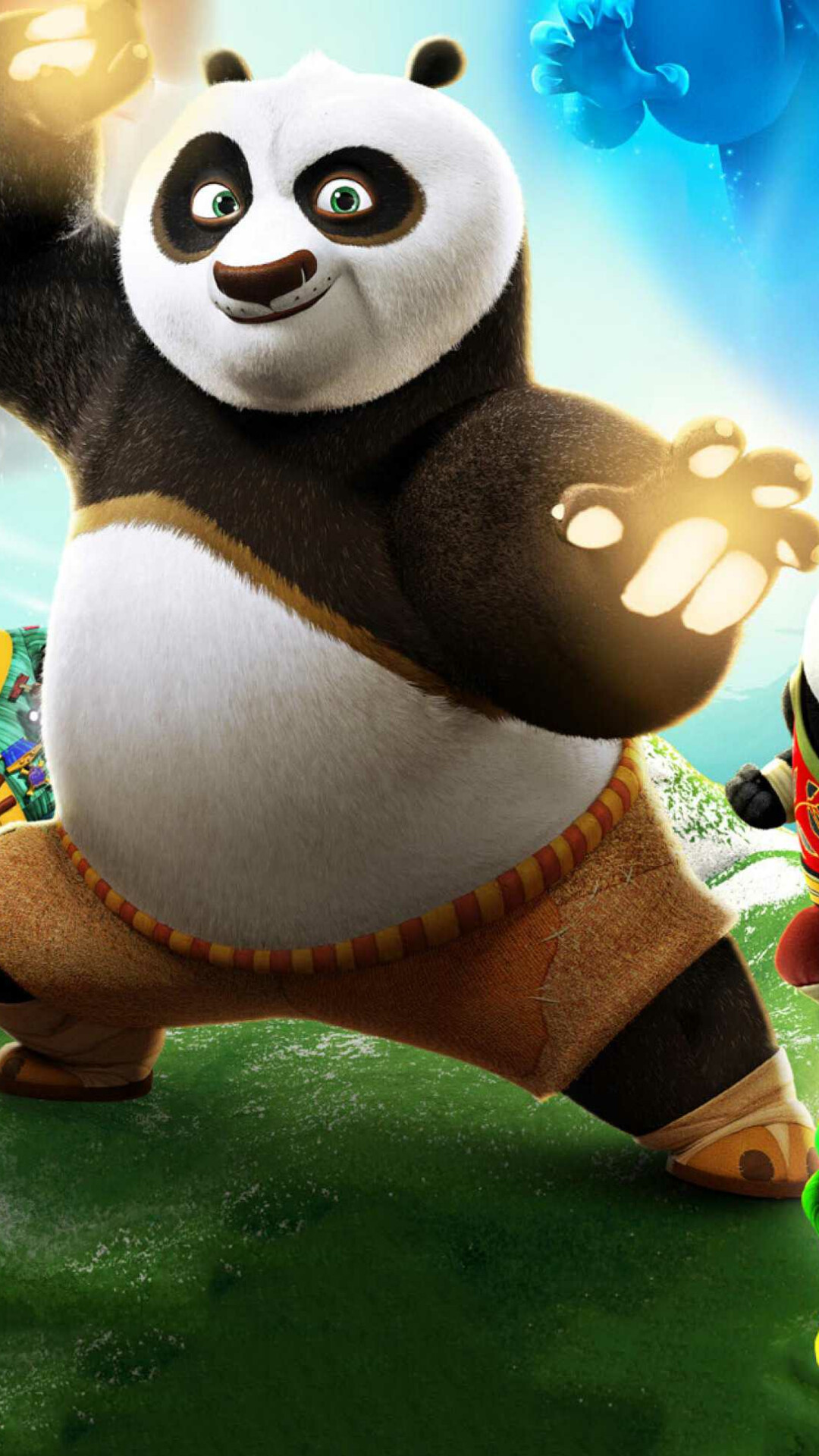 Po Kung Fu Panda, Fighting stance pose, Glowing chi orbs Po Kung Fu Panda, Fighting stance pose, Glowing chi orbs — 1080×1920 HD wallpaper