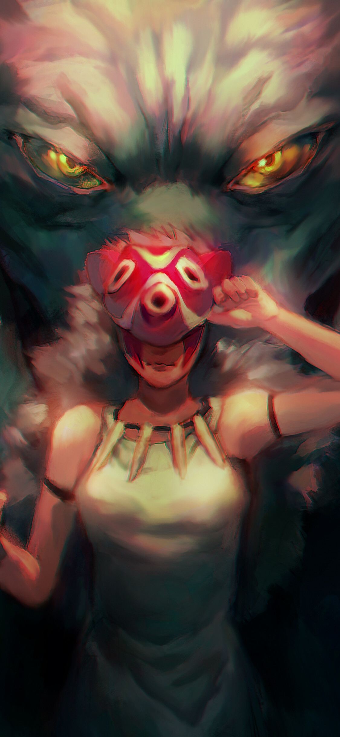San wolf girl, Red tribal mask, Moro wolf god San wolf girl, Red tribal mask, Moro wolf god — 1125×2436 HD wallpaper