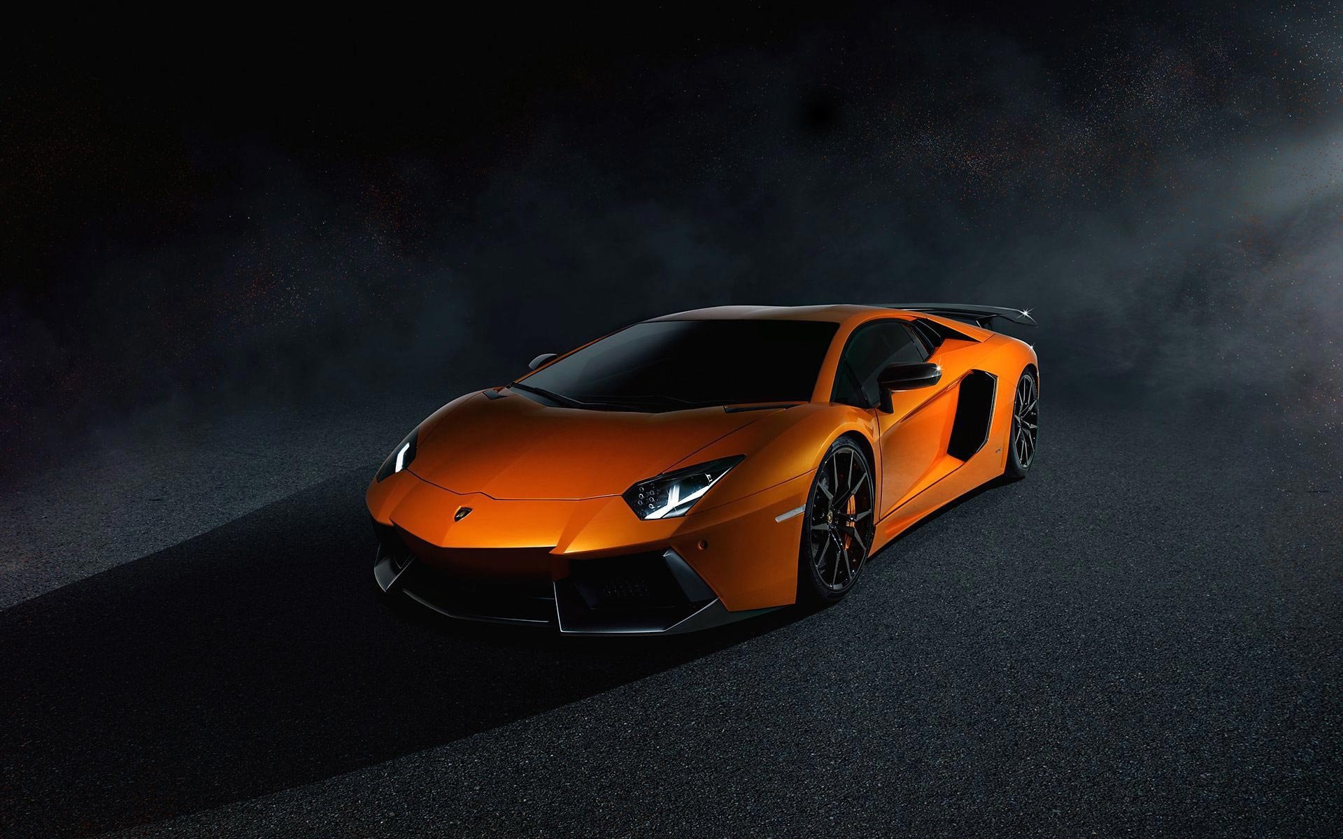 Lamborghini Aventador, Dark studio backdrop, Arancio orange paint Lamborghini Aventador, Dark studio backdrop, Arancio orange paint — 1920×1200 HD wallpaper