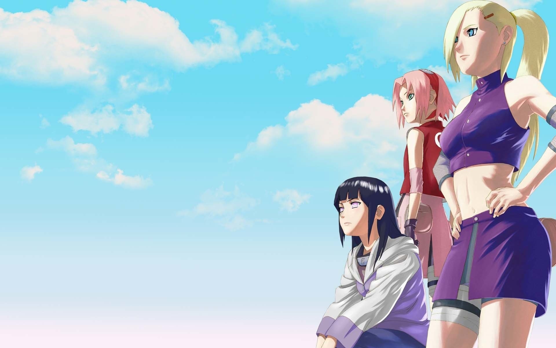 Hinata Hyuga, Sakura Haruno, Ino Yamanaka, Blue sky backdrop Hinata Hyuga, Sakura Haruno, Ino Yamanaka, Blue sky backdrop — 1920×1200 HD wallpaper