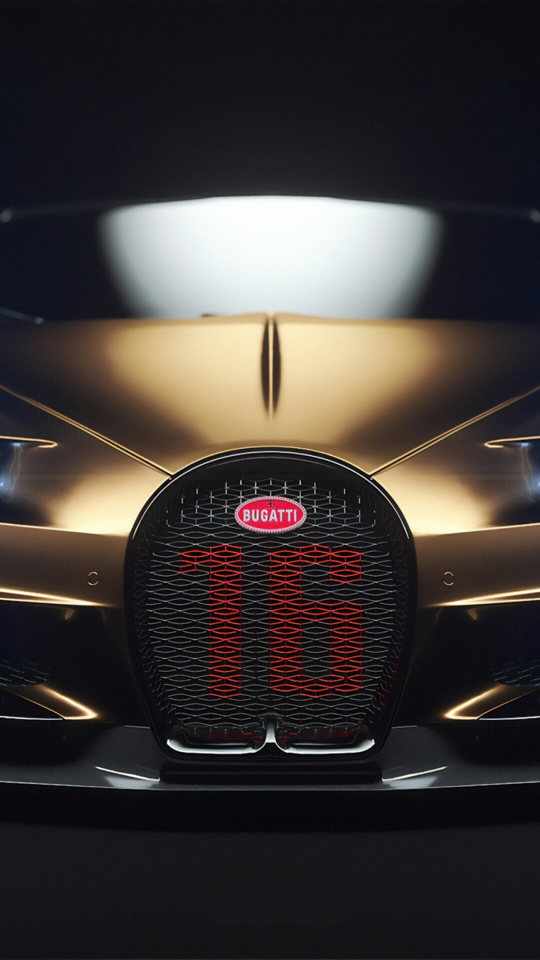 Bugatti Chiron, Gold horseshoe grille, Dark studio Bugatti Chiron, Gold horseshoe grille, Dark studio — 1080×1920 HD wallpaper