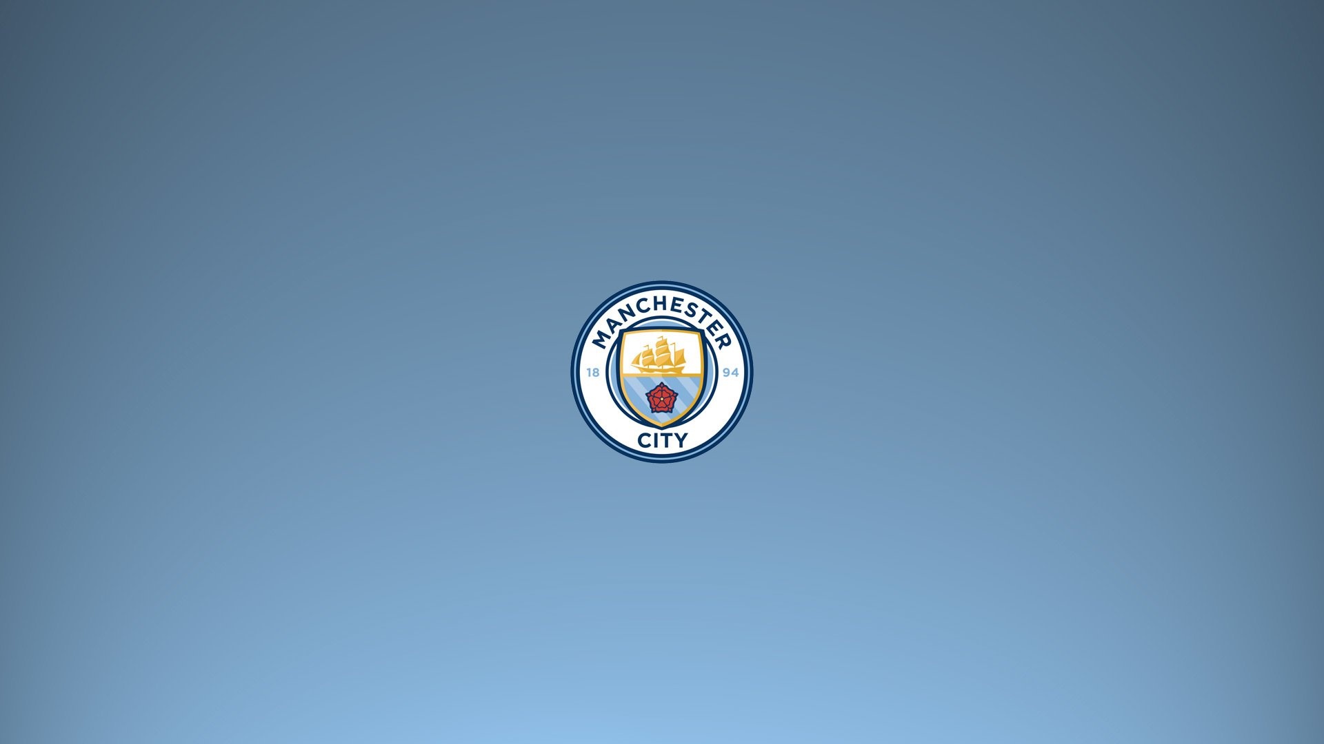 Manchester City crest, Golden ship emblem, Sky blue gradient Manchester City crest, Golden ship emblem, Sky blue gradient — 1920×1080 HD wallpaper