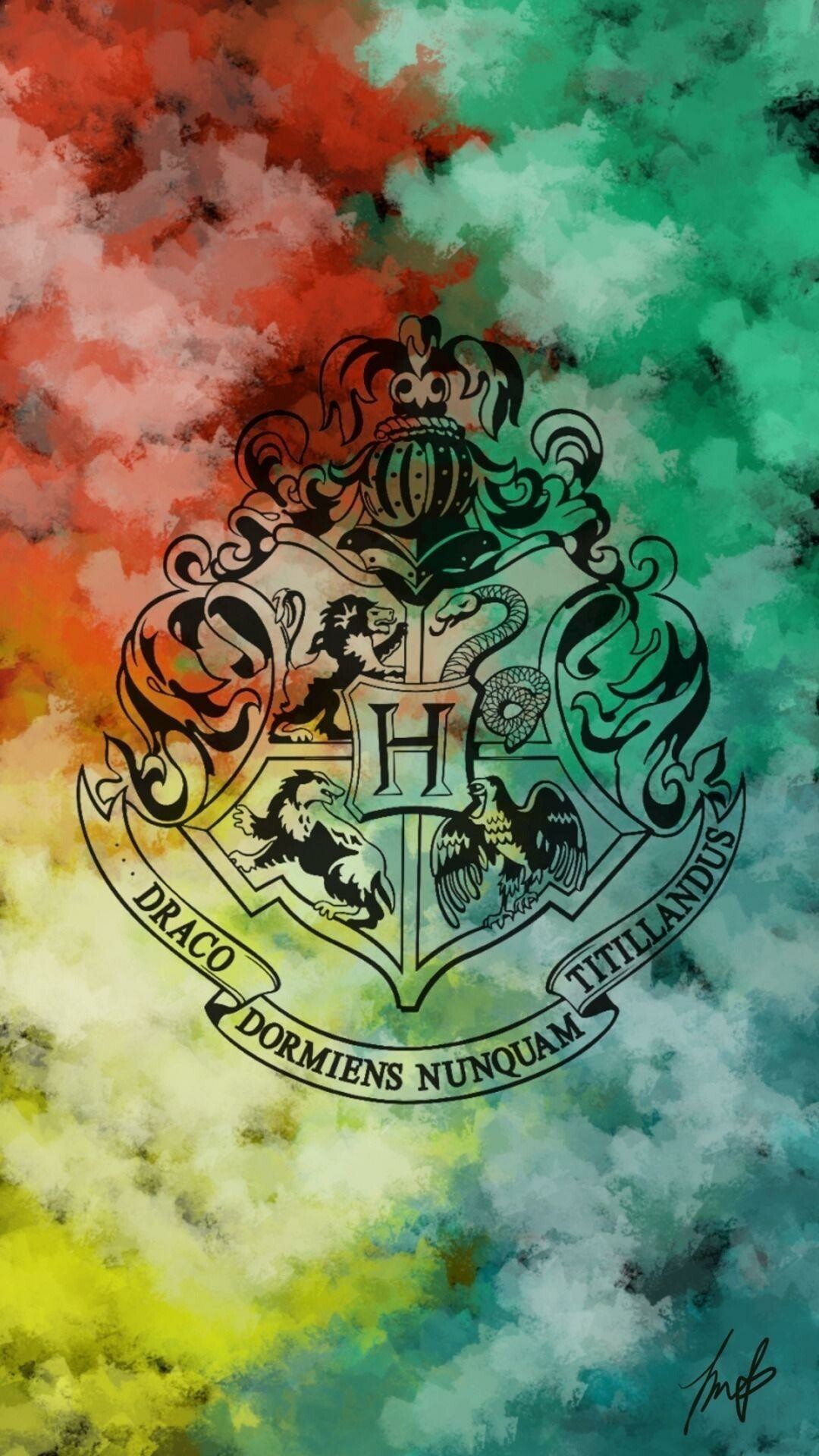 Hogwarts crest, Watercolor house colors, Draco Dormiens motto Hogwarts crest, Watercolor house colors, Draco Dormiens motto — 1080×1920 HD wallpaper