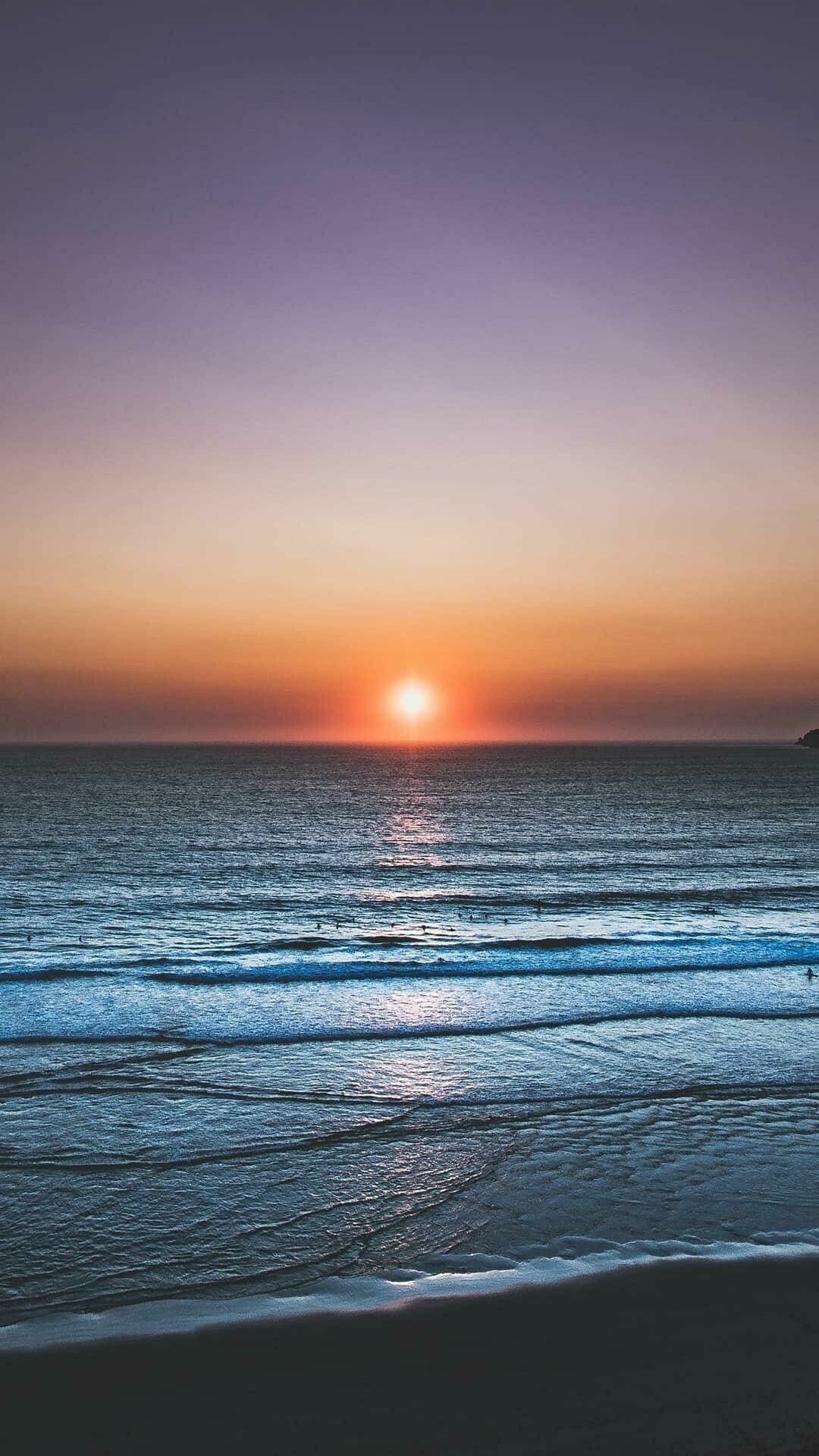 Ocean horizon sunset, Sandy beach waves, Purple gold gradient Ocean horizon sunset, Sandy beach waves, Purple gold gradient — 1080×1920 HD wallpaper