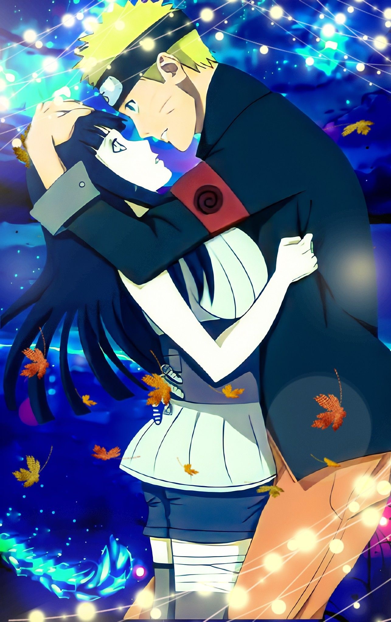 Naruto Uzumaki, Hinata Hyuga, Embrace, Glowing sparkles and autumn leaves Naruto Uzumaki, Hinata Hyuga, Embrace, Glowing sparkles and autumn leaves — 1286×2042 HD wallpaper