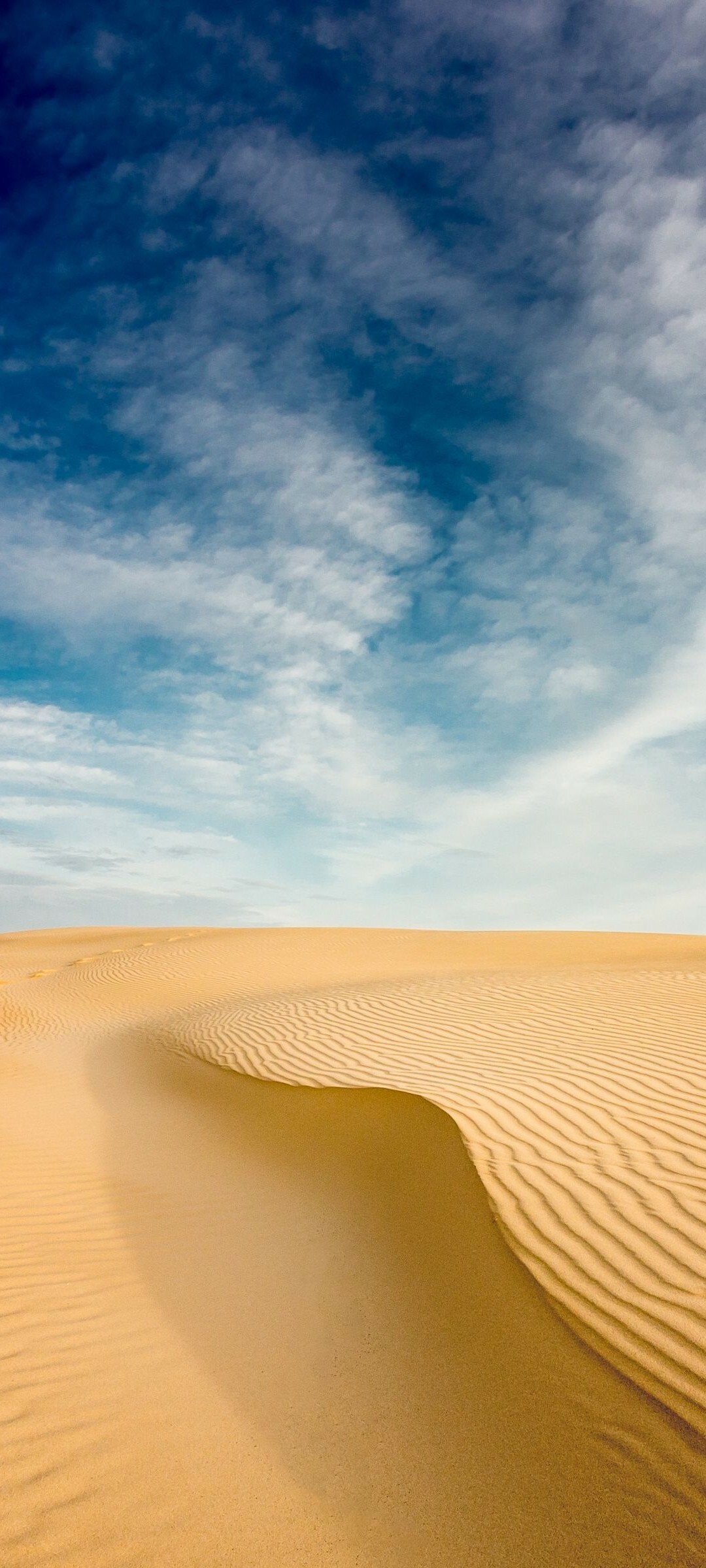 Curved sand dune, Wispy cirrus clouds, Rippled golden sand Curved sand dune, Wispy cirrus clouds, Rippled golden sand — 1080×2400 HD wallpaper