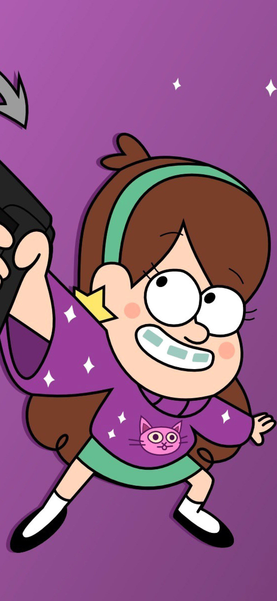 Mabel Pines, Purple cat sweater, Grappling hook, Purple sparkle background Mabel Pines, Purple cat sweater, Grappling hook, Purple sparkle background — 1170×2532 HD wallpaper