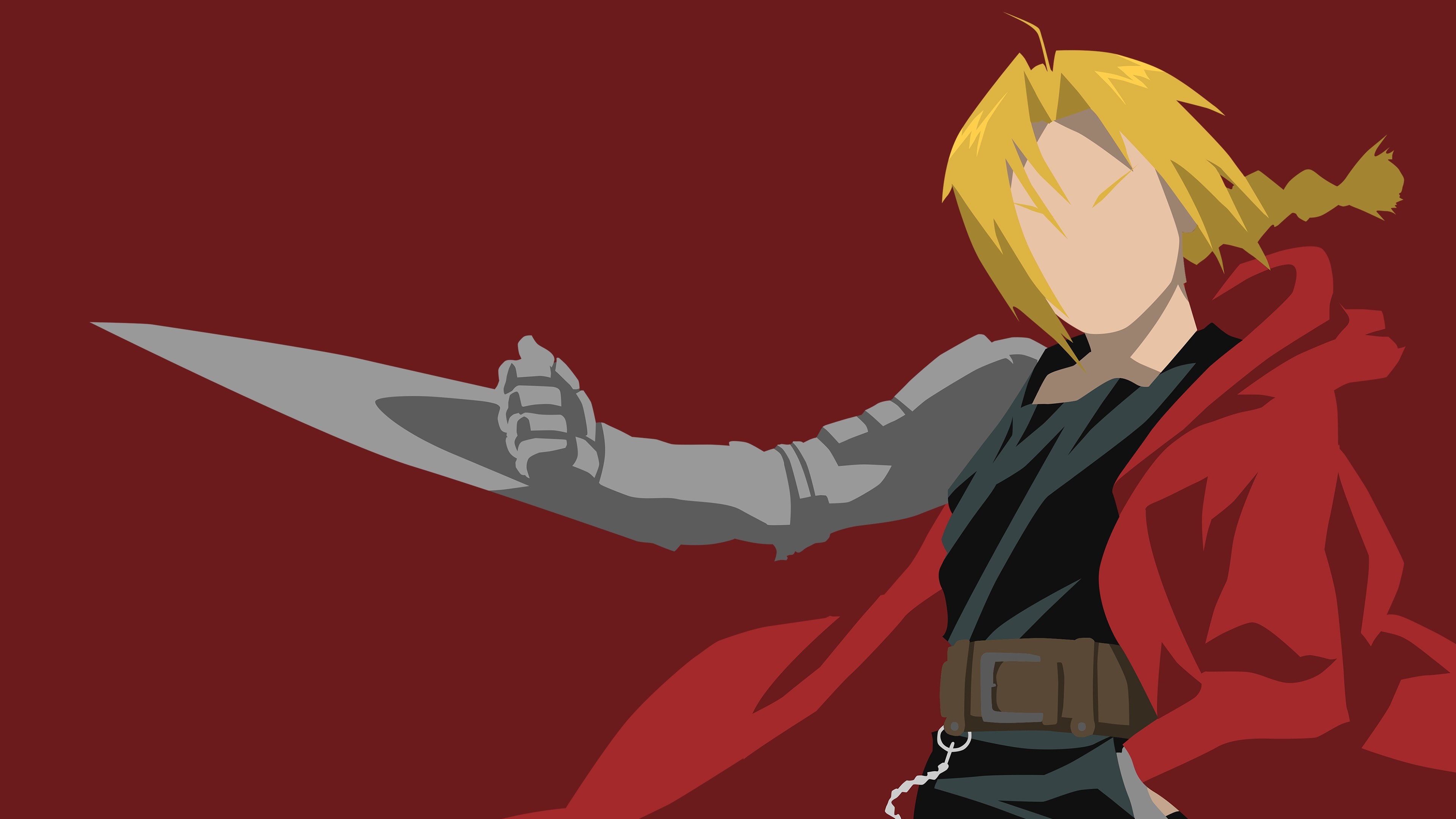 Edward Elric, Minimalist vector art, Automail blade arm Edward Elric, Minimalist vector art, Automail blade arm — 3840×2160 HD wallpaper
