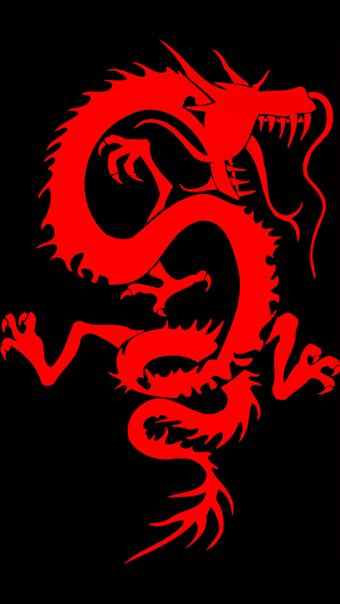 Red tribal dragon, Black background, Tattoo-style silhouette Red tribal dragon, Black background, Tattoo-style silhouette — 1080×1920 mobile wallpaper