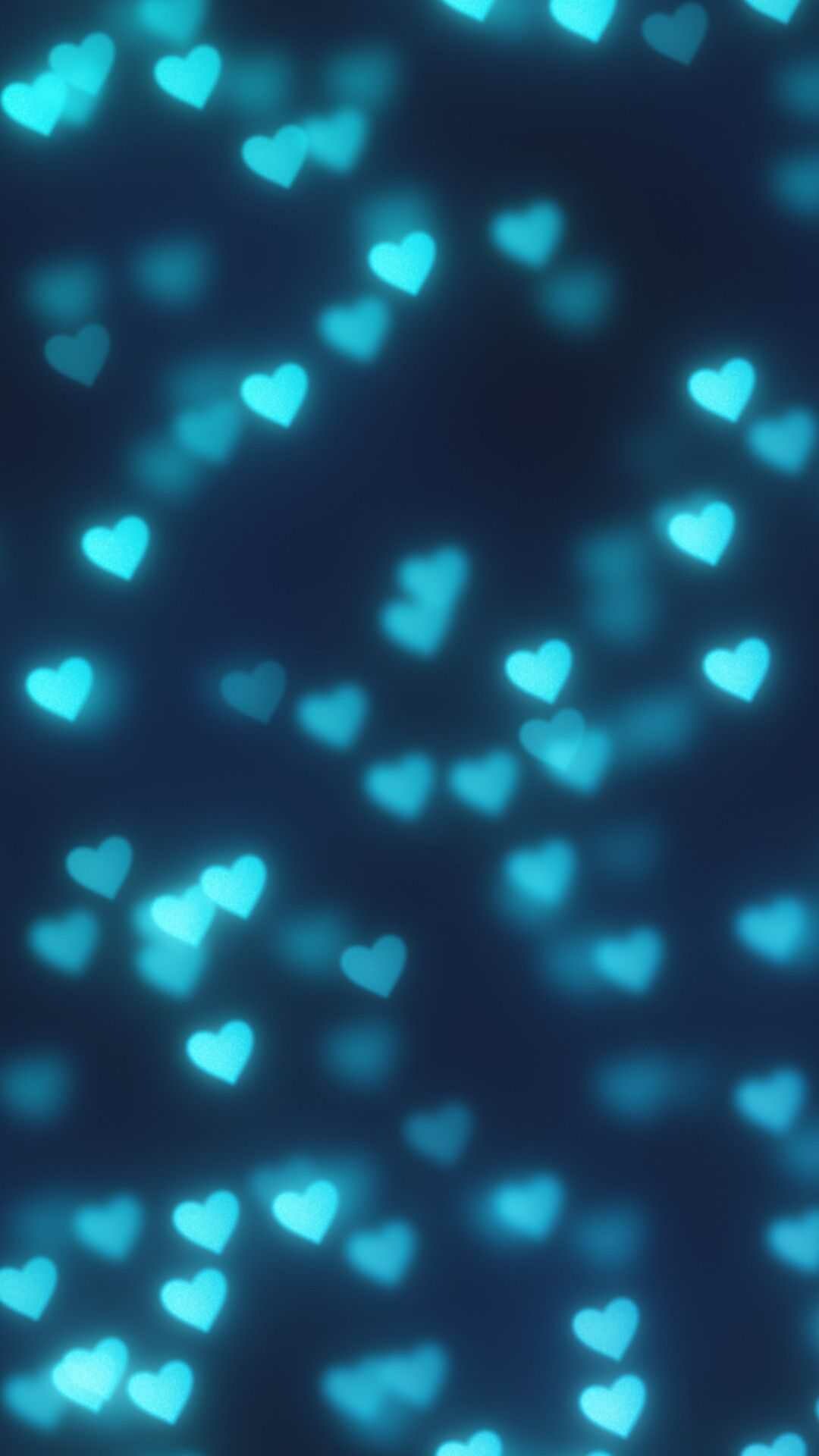Cyan glowing hearts, Heart bokeh pattern, Dark navy backdrop Cyan glowing hearts, Heart bokeh pattern, Dark navy backdrop — 1080×1920 HD wallpaper