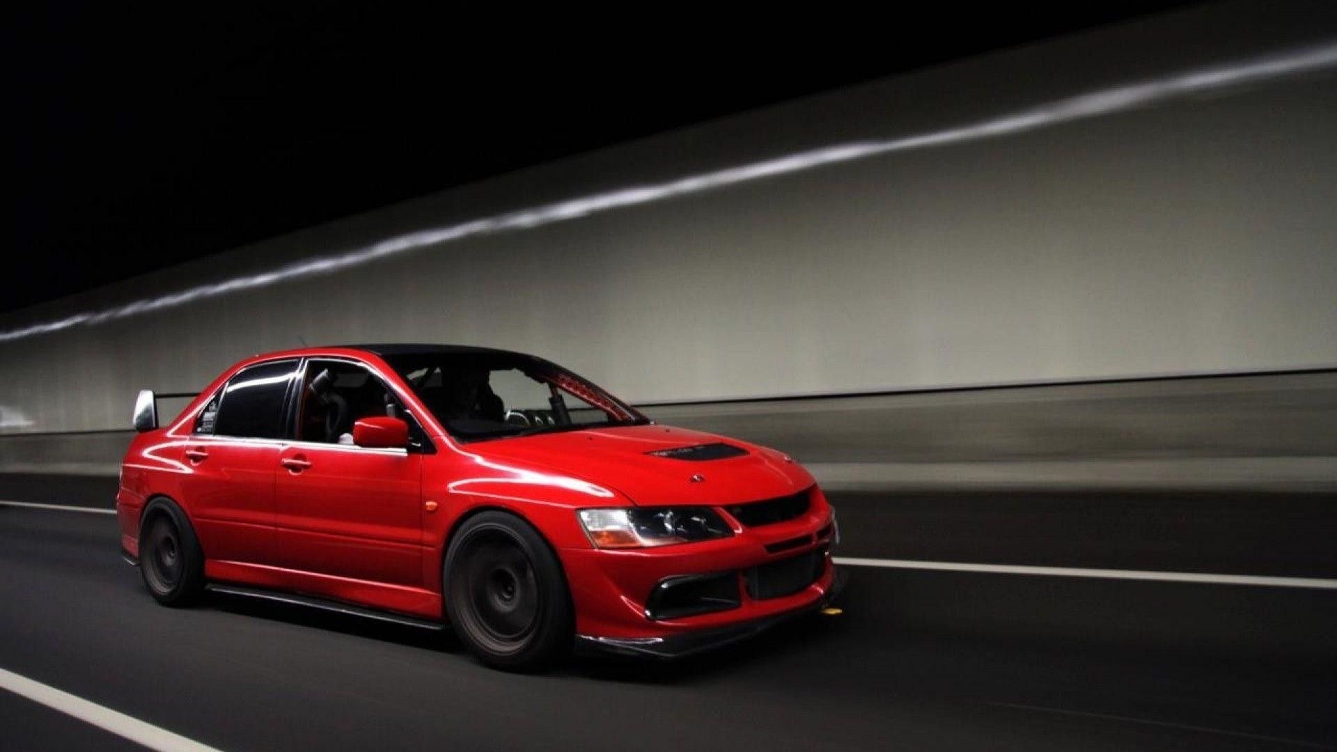 Mitsubishi Lancer Evo IX, Highway tunnel, Red sedan Mitsubishi Lancer Evo IX, Highway tunnel, Red sedan — 1920×1080 HD wallpaper