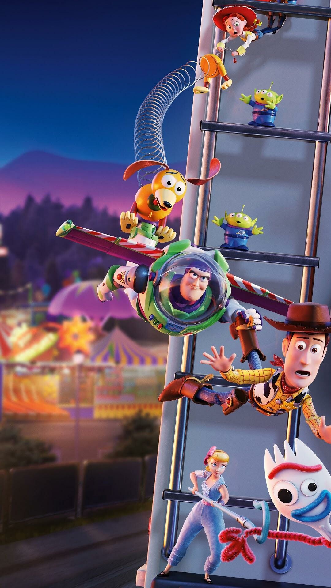 Buzz Lightyear, Sheriff Woody, Slinky Dog, Forky and Bo Peep Buzz Lightyear, Sheriff Woody, Slinky Dog, Forky and Bo Peep — 1080×1920 HD wallpaper