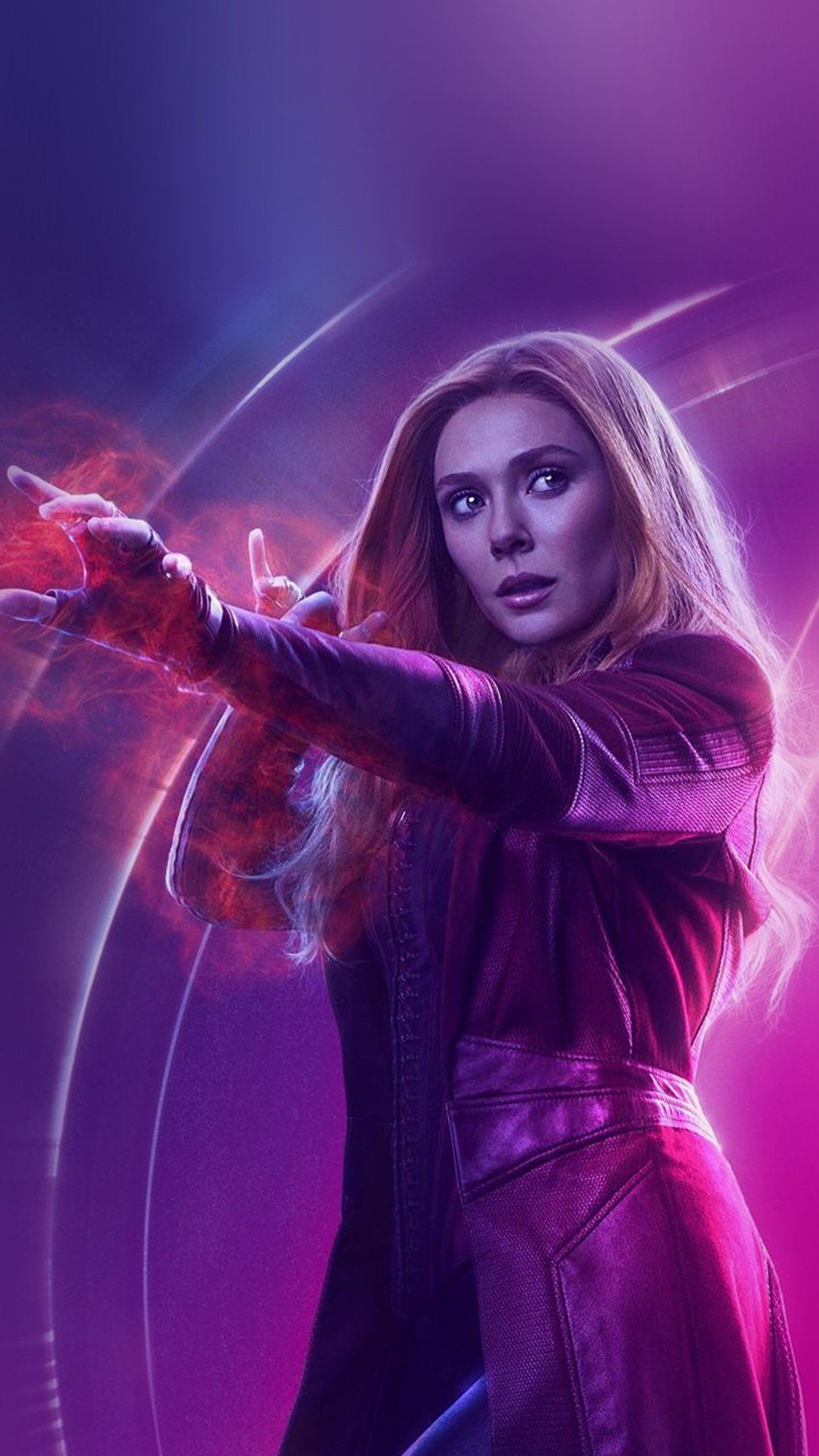 Wanda Maximoff, Elizabeth Olsen, Red chaos magic hands, Purple circular backdrop Wanda Maximoff, Elizabeth Olsen, Red chaos magic hands, Purple circular backdrop — 1242×2208 HD wallpaper